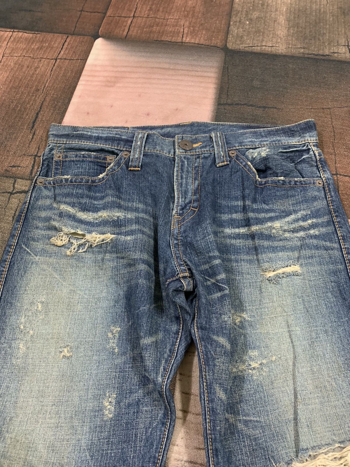 If Six Was Nine × Japanese Brand × Le Grande Bleu (L.G.B.) BAGGY CO&LU denim distressed rust Size US 34 / EU 50 - 4 Thumbnail