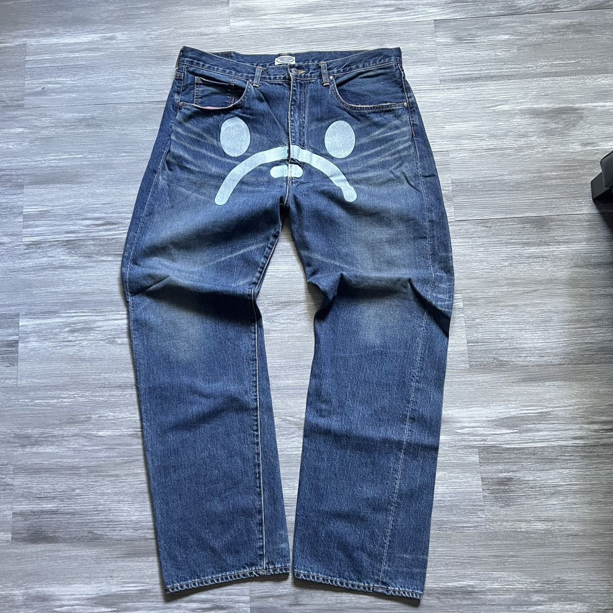 Image of Bape Baby Milo Sad Face Denim (Sold) in Blue, Men's (Size 36)