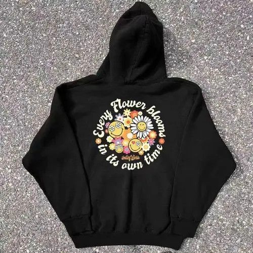 VIBE Hip Hop Floral Smiley Print Casual L Hooded Sweatshirt Size US L / EU 52-54 / 3 - 7 Thumbnail