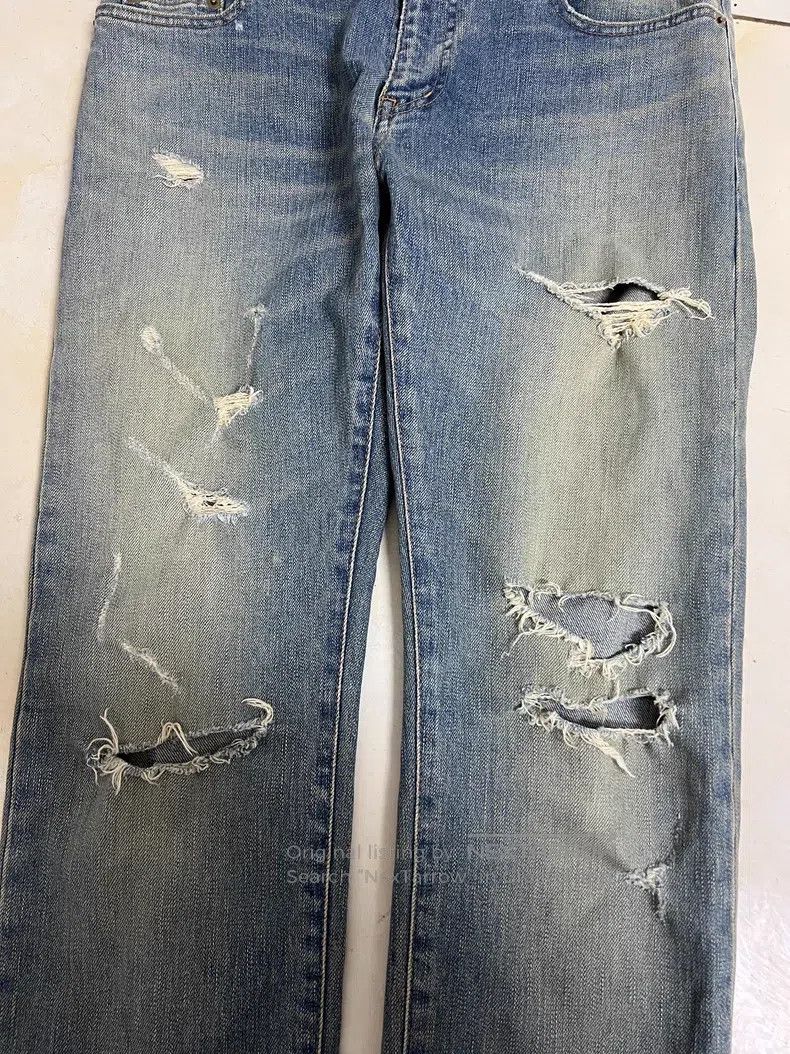 Saint Laurent Paris Saint Laurent Paris Blue Destroyed Denim Jeans Size US 31 - 2 Thumbnail