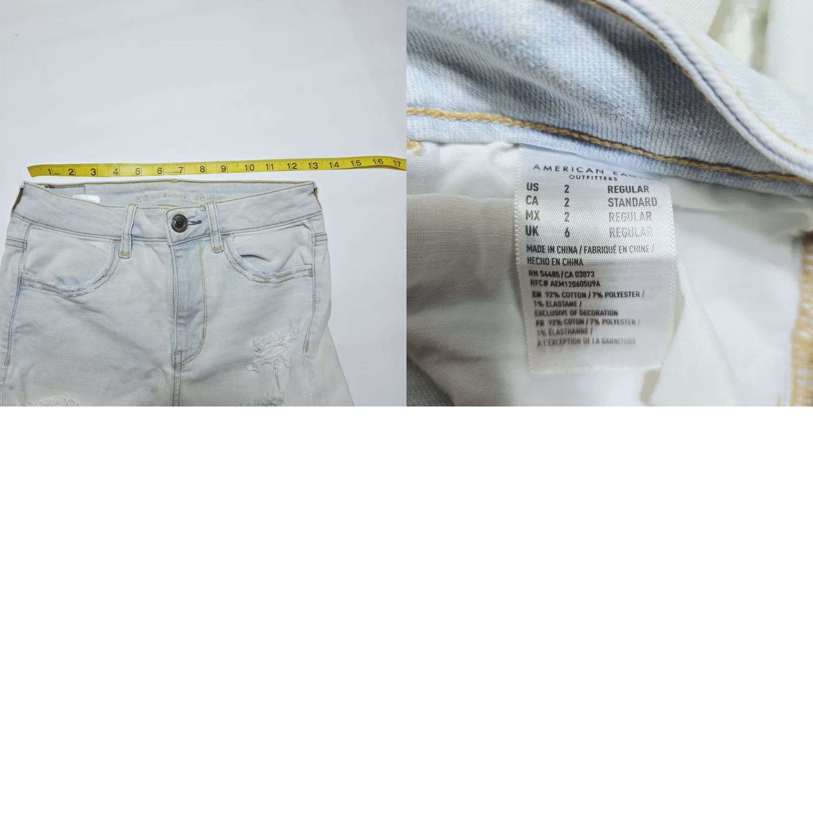 American Eagle Outfitters VINTAGE AE American Eagle 2 HI-RISE Jegging Super Stretch Womens Jeans Light Wash Size 26" / US 2 / IT 38 - 8 Thumbnail
