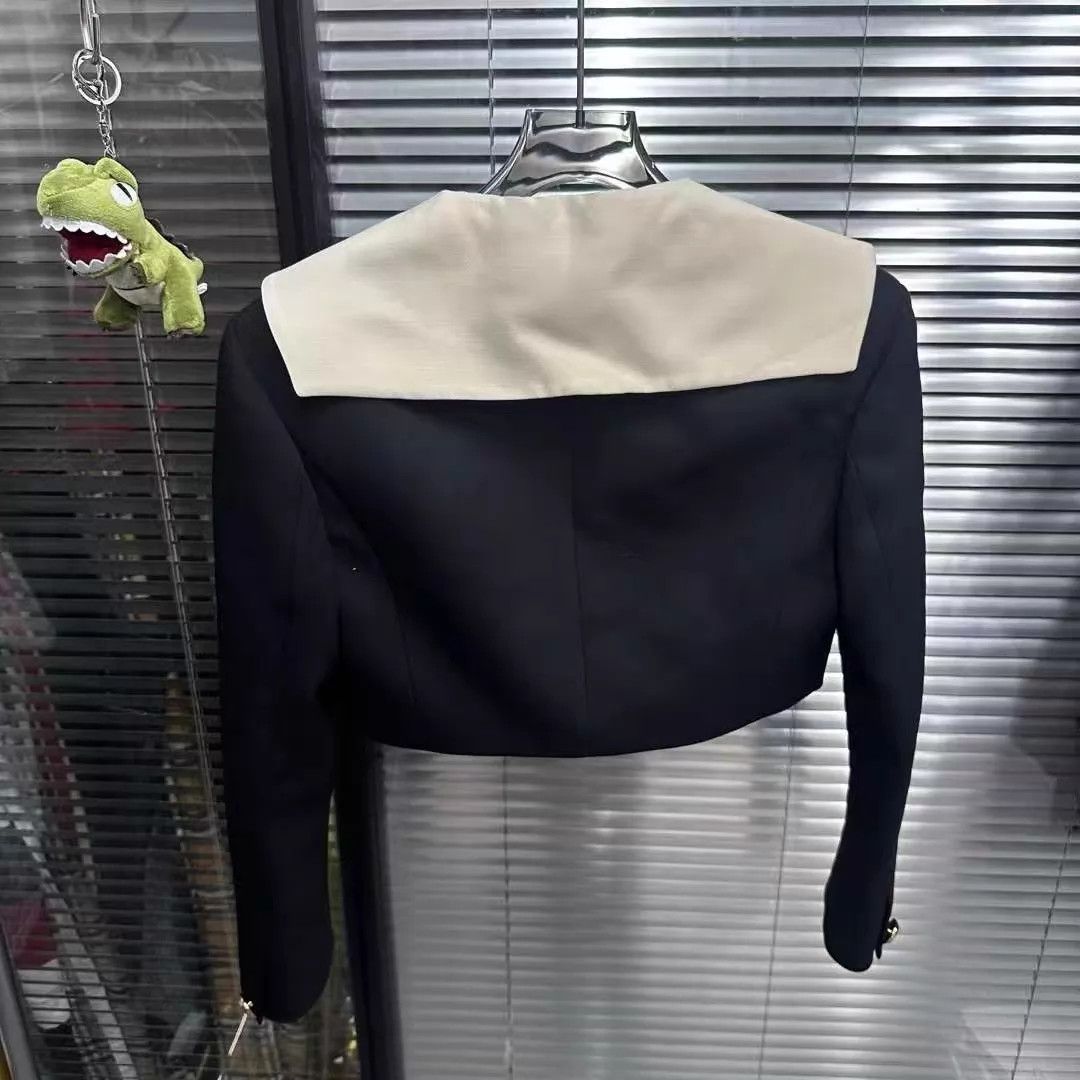 Miu Miu MIU MIU Short Single-Breasted Navy Collar Blazer Size XS / US 0-2 / IT 36-38 - 5 Thumbnail