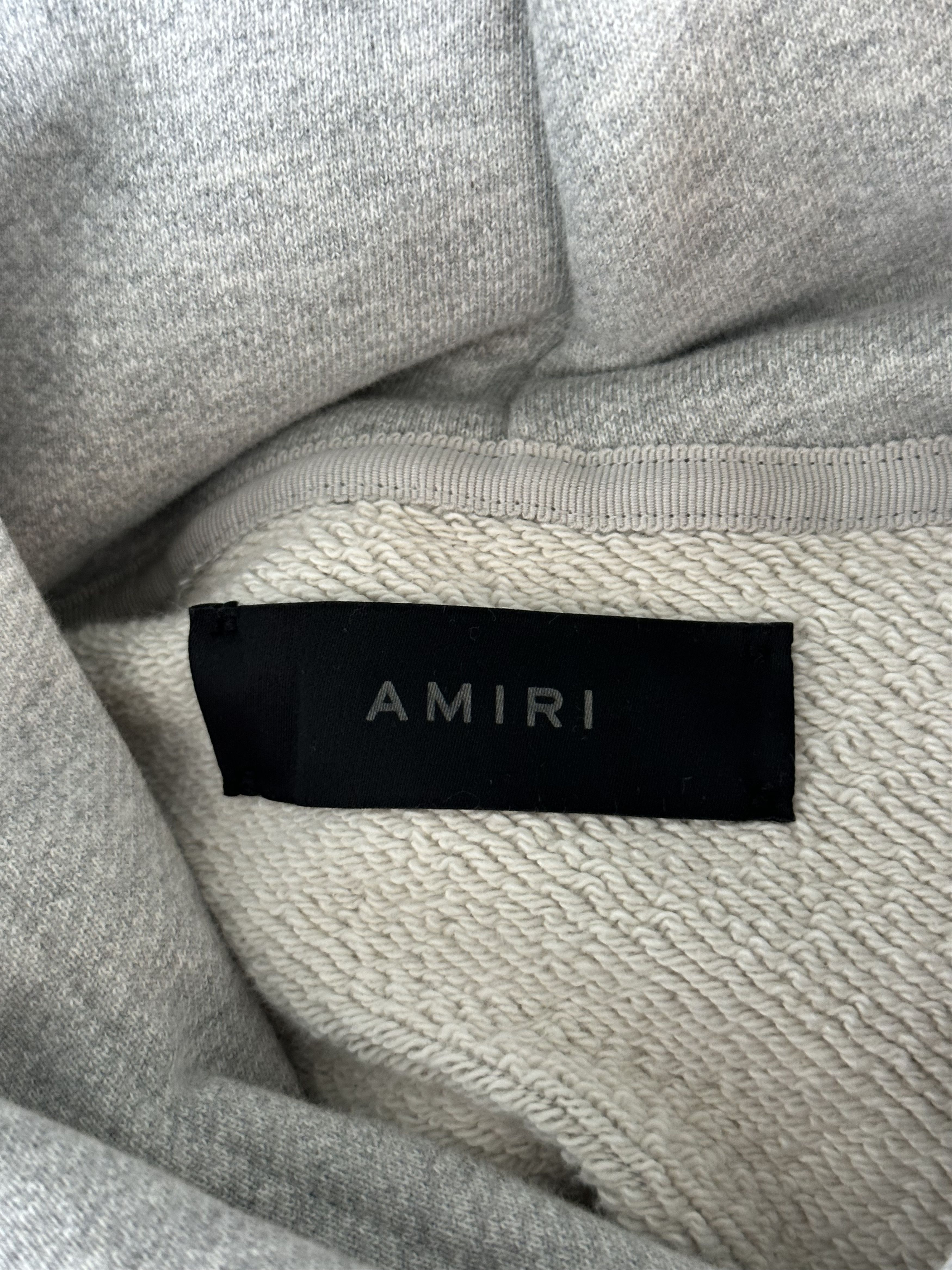 Amiri Amiri Grey Staggered Logo Hoodie Size US XXL / EU 58 / 5 - 3 Thumbnail