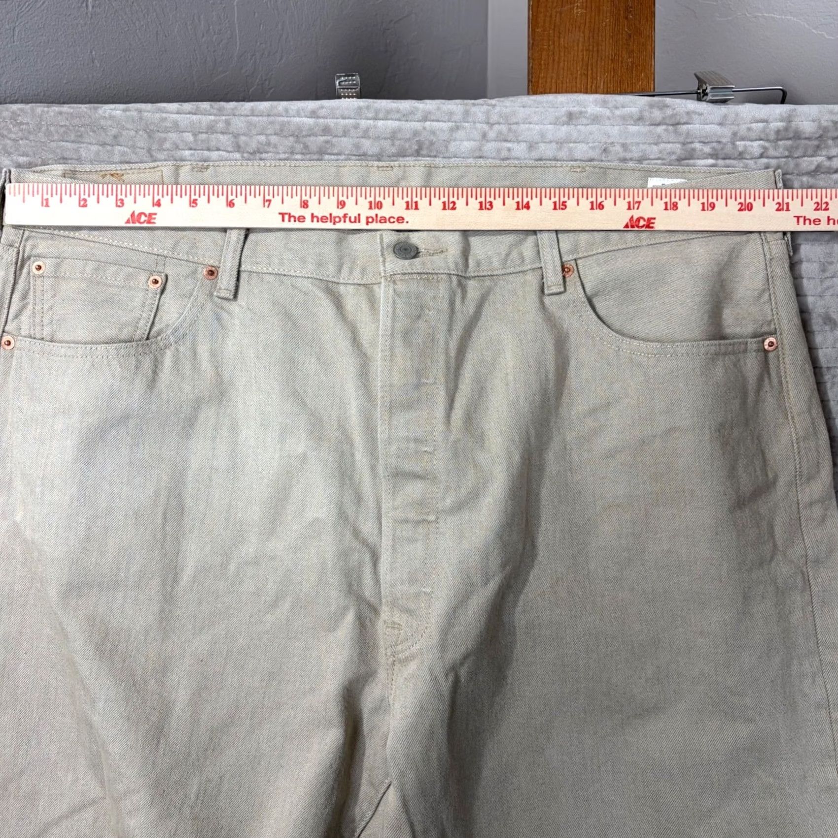 Levi's VINTAGE Levi's 501 Original Fit Jeans Beige Cone Denim Button Fly Mens W44 L34 Size US 34 / EU 50 - 4 Thumbnail