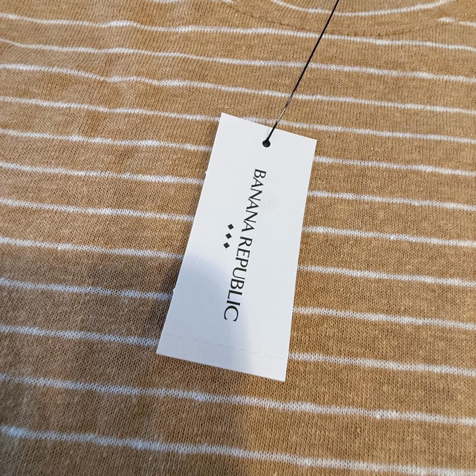 Other Banana Republic Factory linen blend tan white striped tee XL Size XL / US 12-14 / IT 48-50 - 6 Thumbnail
