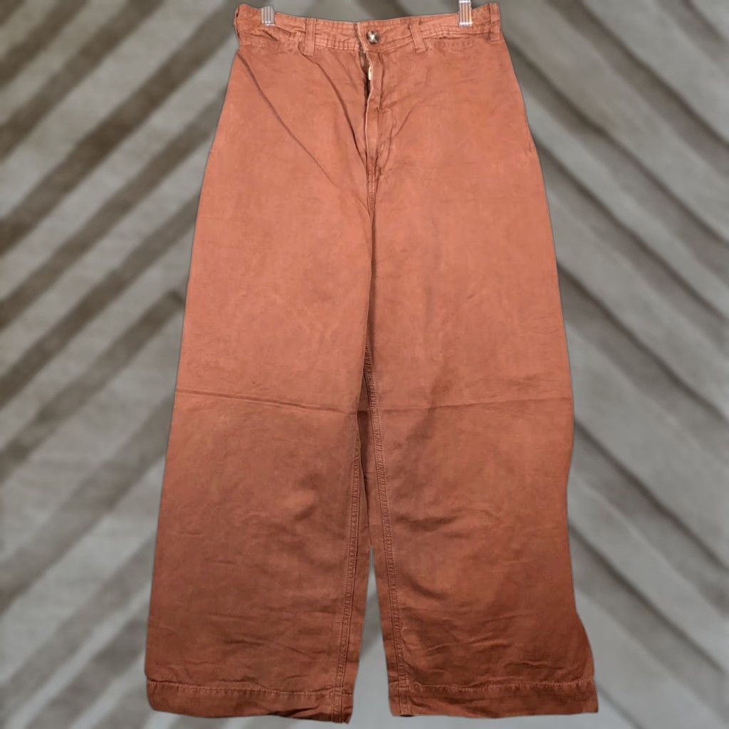VINTAGE? No. We The Free Womens Pants Brown High Rise Wide Leg 29 100% Cotton Cropped Women Pants 29 Brown Wide-Leg High Rise Pockets Womens