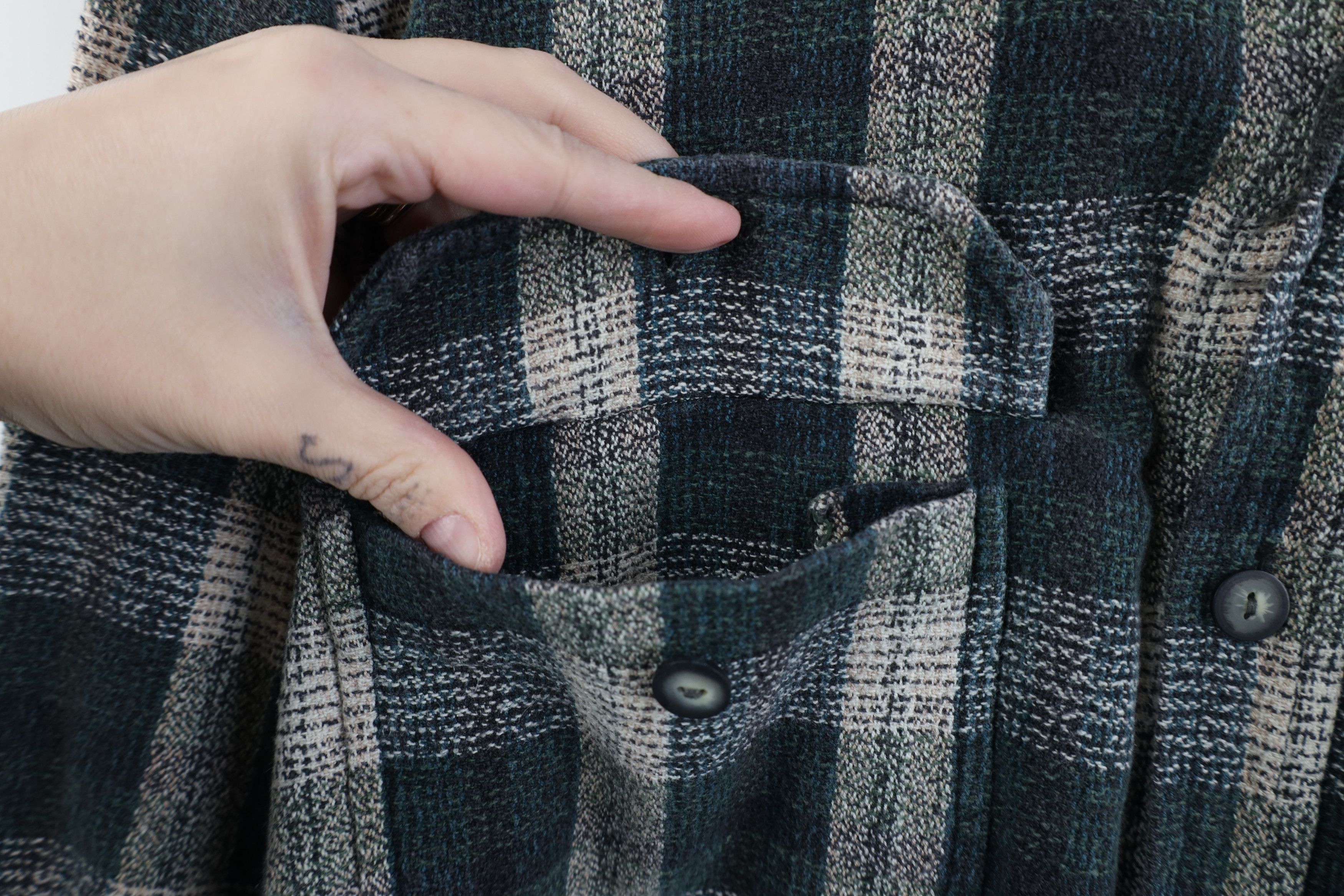 Vintage Vintage 90s Streetwear Tweed Collared Button Shirt Plaid Size US L / EU 52-54 / 3 - 8 Thumbnail