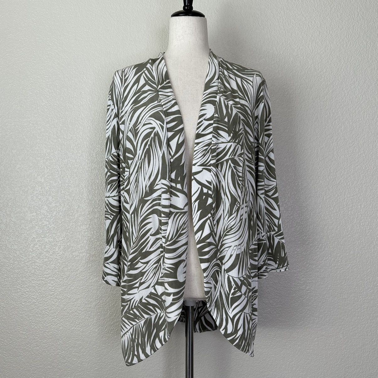 Chicos Chico’s Leaf Prin Open Front Cardigan Size L / US 10 / IT 46 - 1 Thumbnail