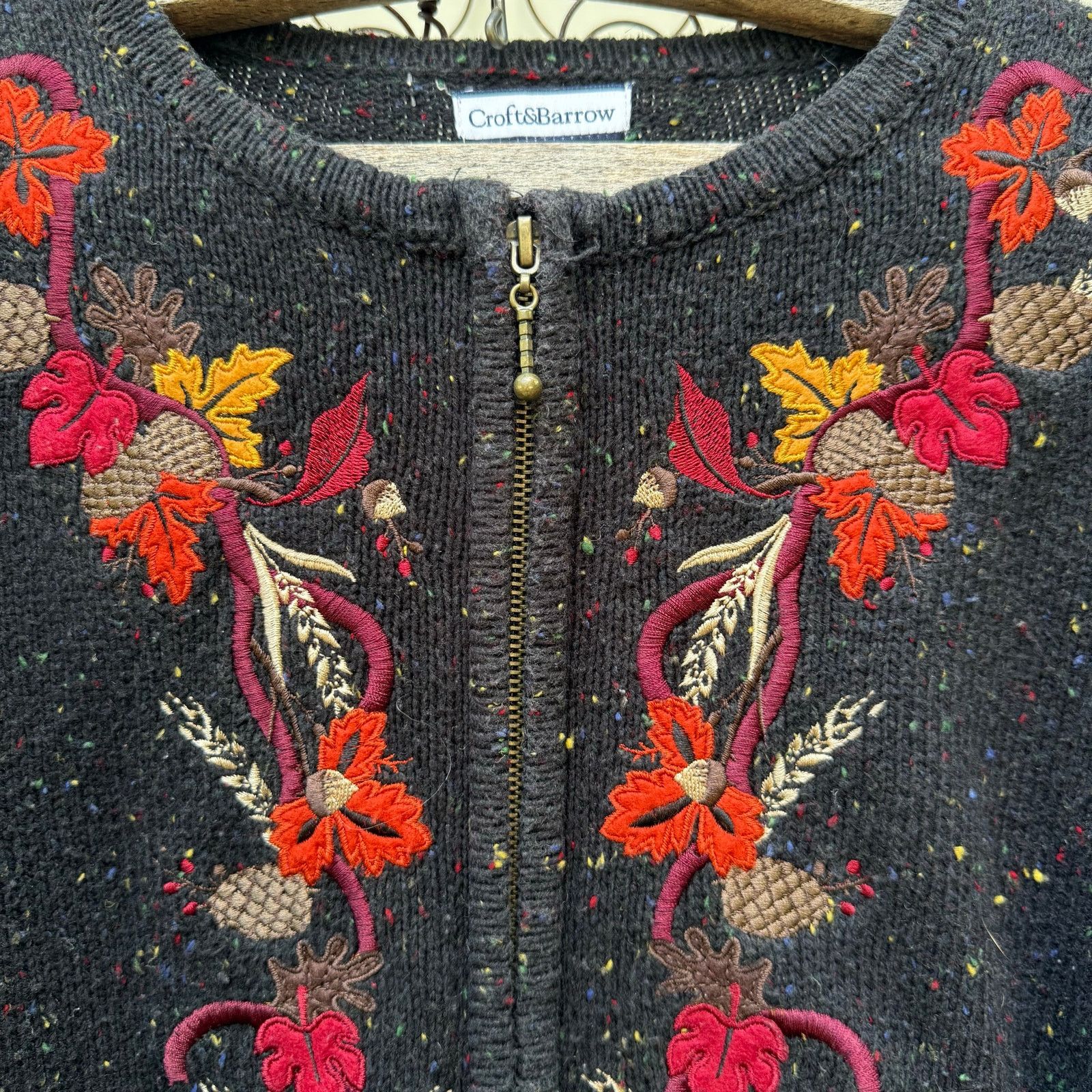 Vintage 90s Moody Fall Leaves Floral Cardigan Sweater MEDIUM Size M / US 6-8 / IT 42-44 - 2 Thumbnail