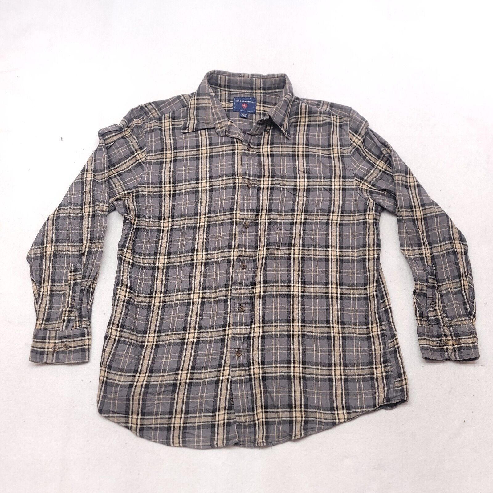 Saddlebred Saddlebred Tartan Flannel Shirt Mens Size Large L Gray Brown Size US L / EU 52-54 / 3 - 2 Thumbnail
