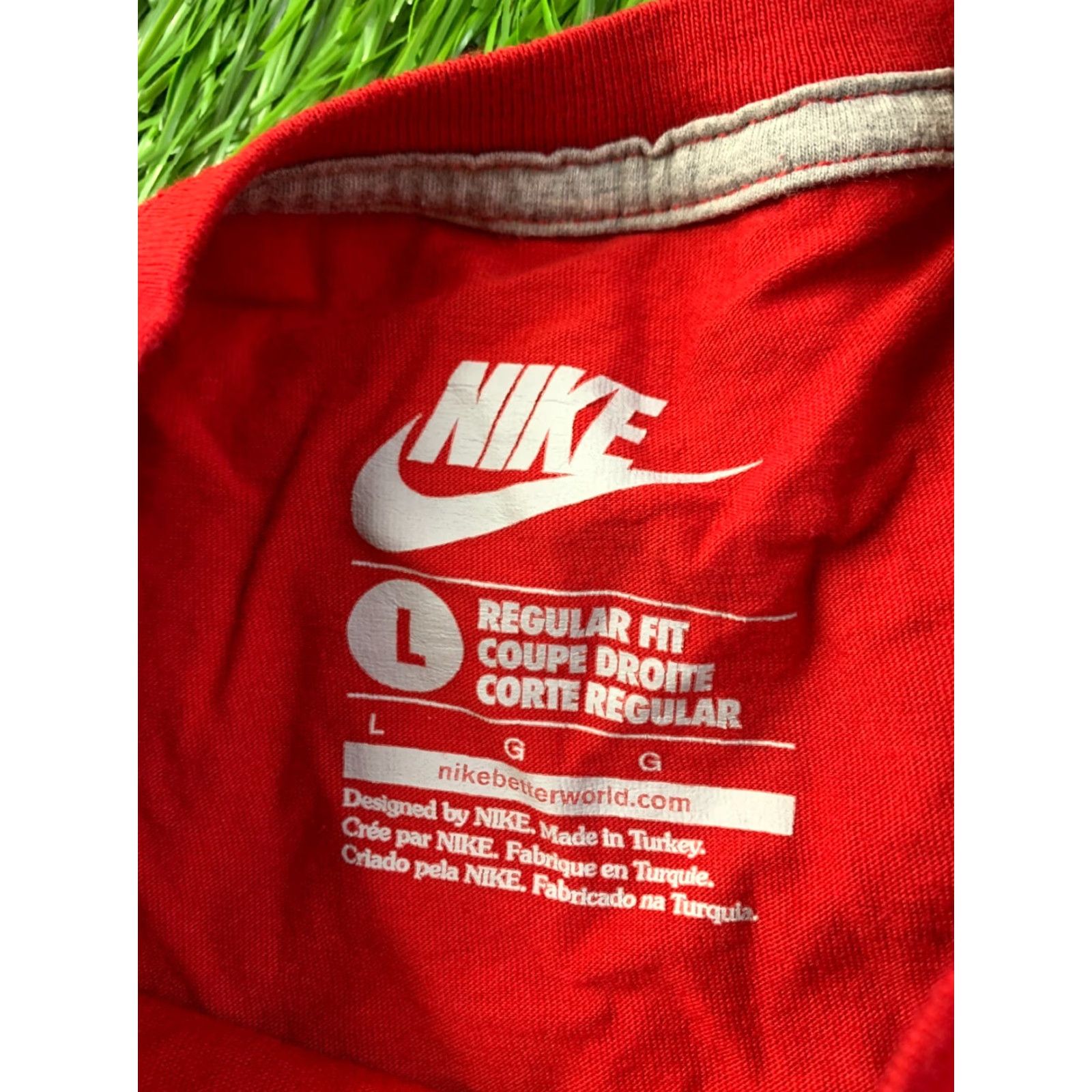Nike Nike Shirt Mens T-Shirt Jersey Cotton Crew Neck Short Sleeve L Red Logo 70cm 52cm Size US L / EU 52-54 / 3 - 6 Thumbnail