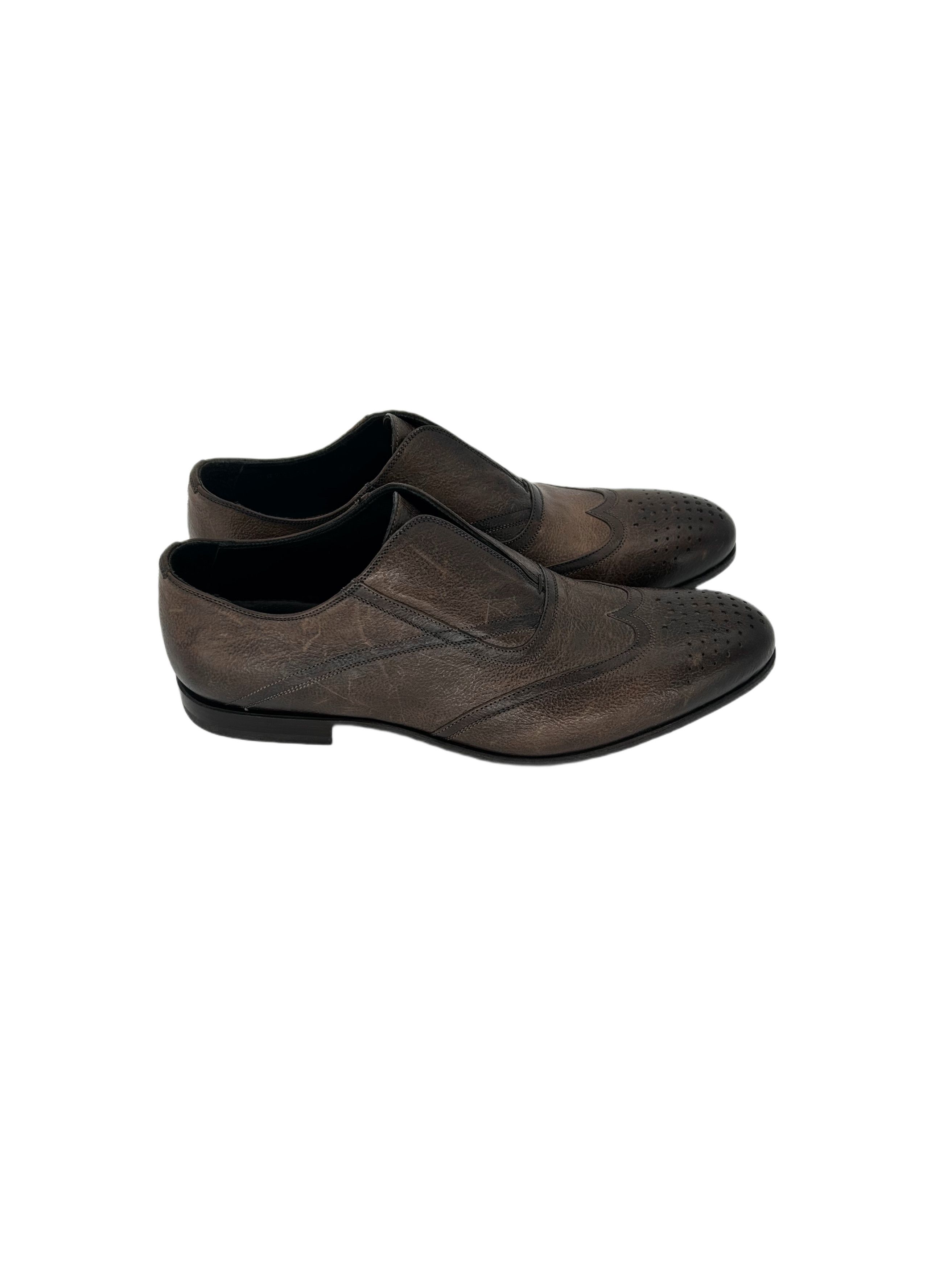 Yves Saint Laurent Yves Saint Laurent Burnished Slip On Brogue Shoe Size US 8 / EU 41 - 2 Thumbnail