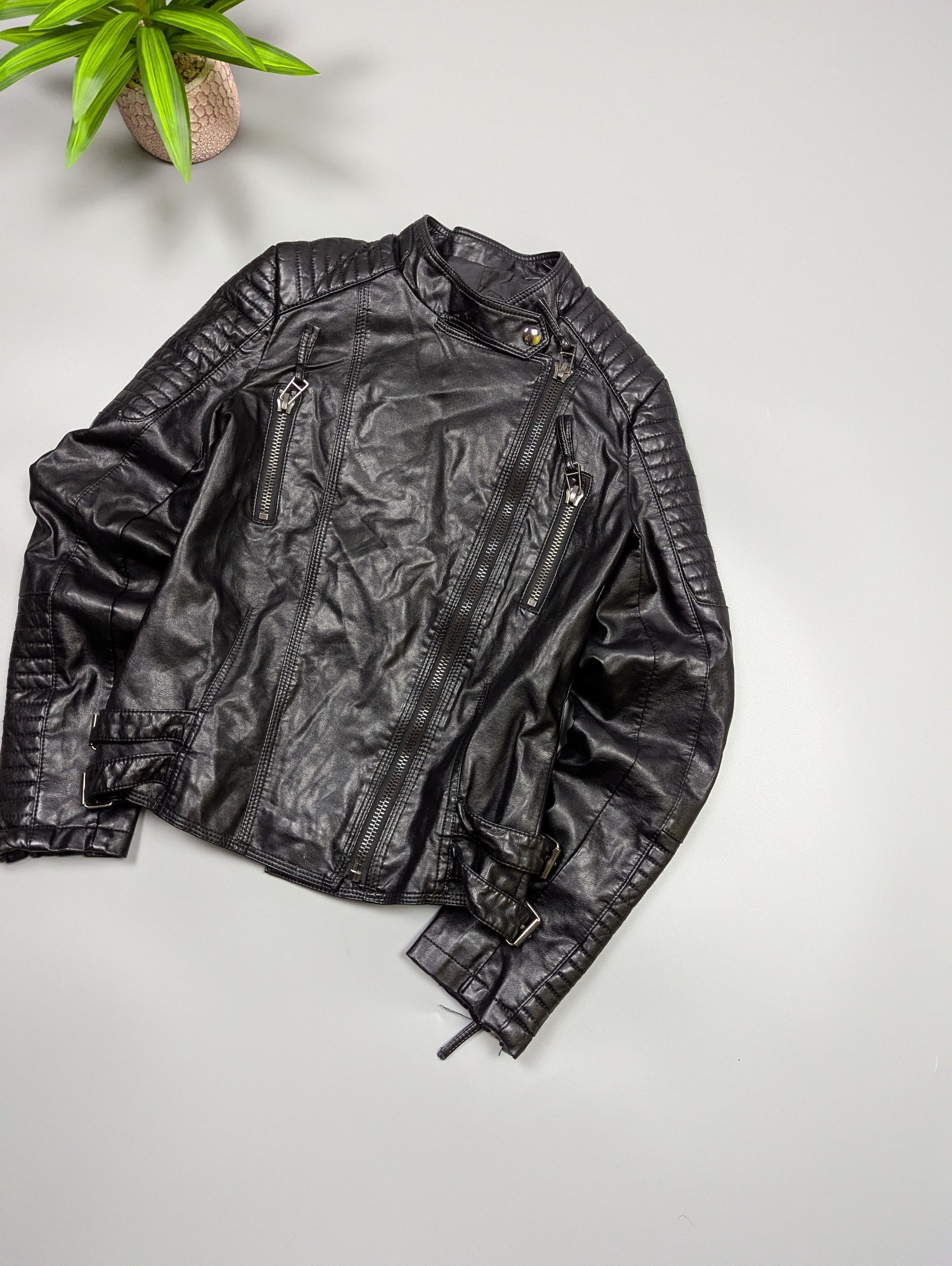 Other Women’s Black Motorcycle Biker Jacket with Skull Back Print Size S / US 4 / IT 40 - 10 Thumbnail