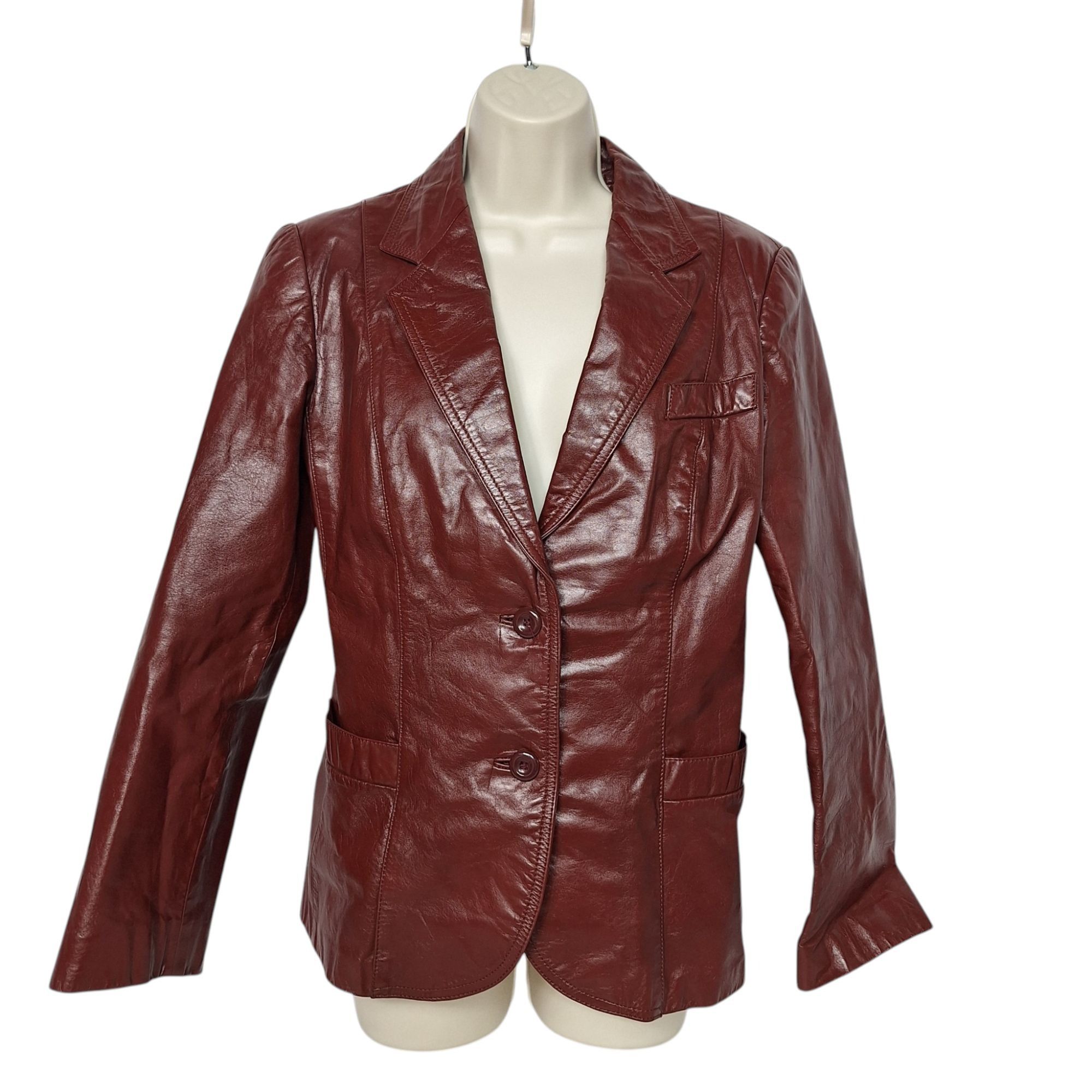 JCPenney Vintage JCPenney Burgundy Leather Blazer Jacket Size 14 Genu Size XL / US 12-14 / IT 48-50 - 2 Thumbnail