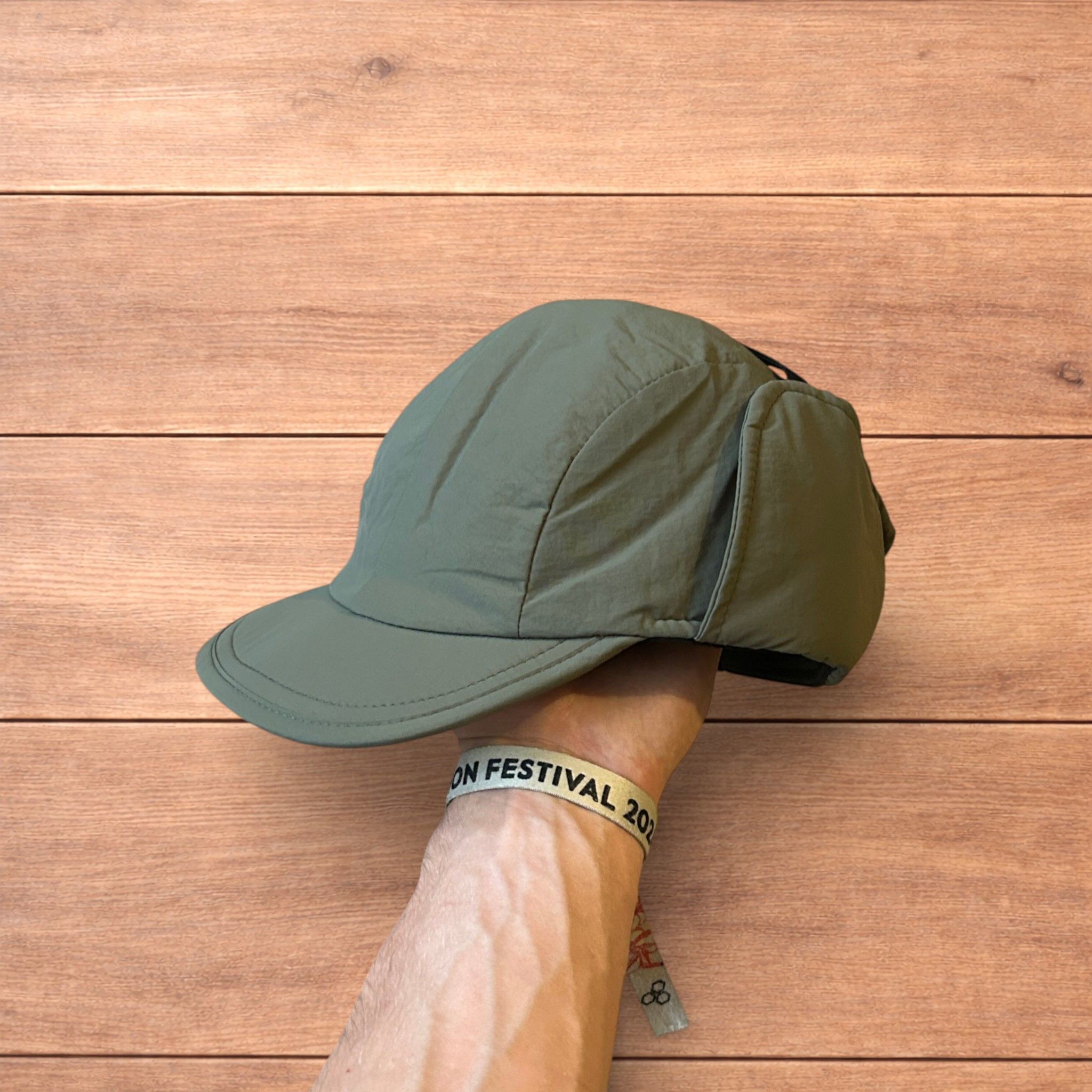 Japanese Brand Insane Russian Trapper Korean padded hat cap in khaki green. Size ONE SIZE - 6 Thumbnail