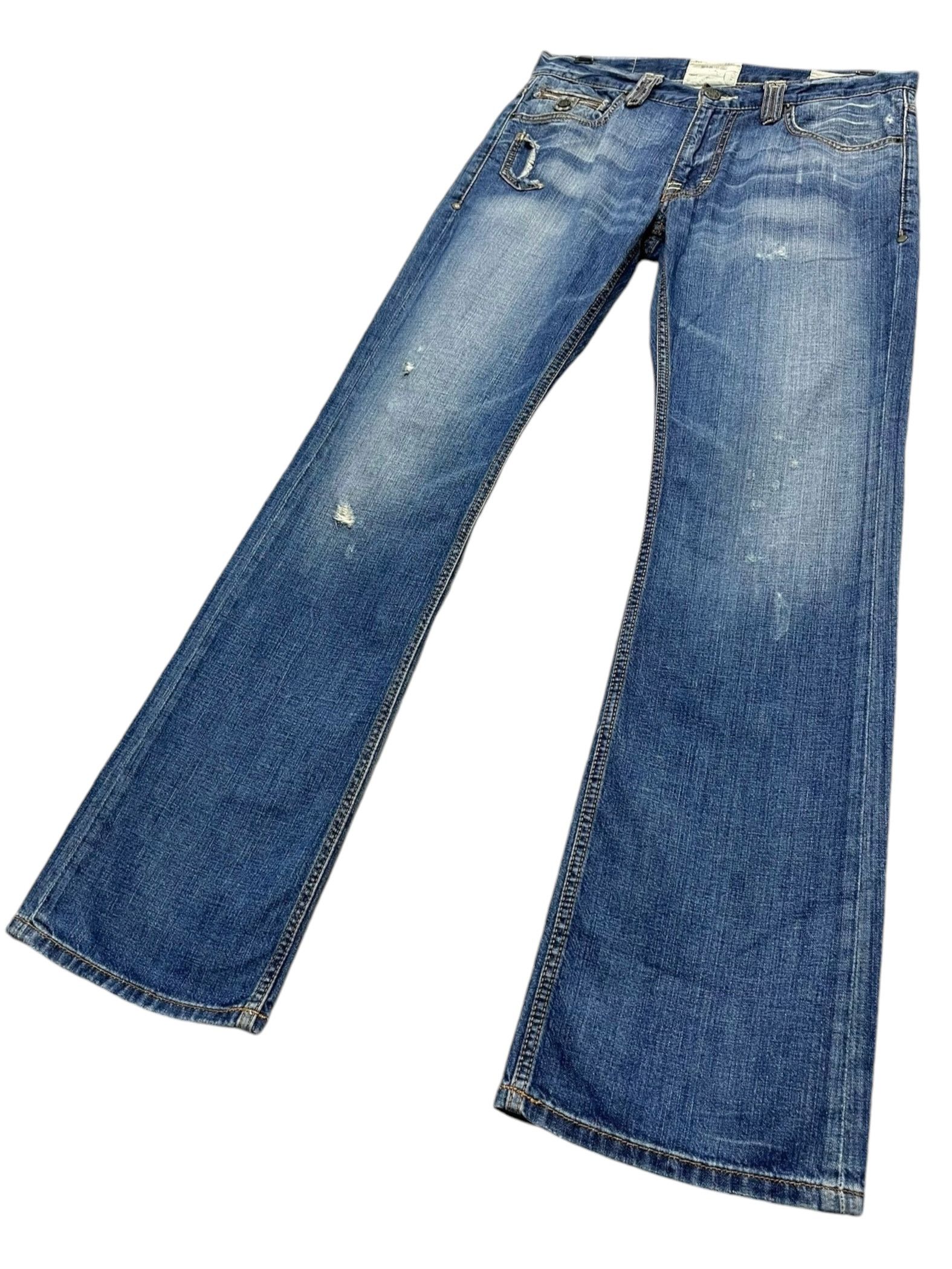 Taverniti 💥SICK🔥Vtg TAVERNITI Designer Multipocket Distressed FLARE Size US 31 - 4 Thumbnail