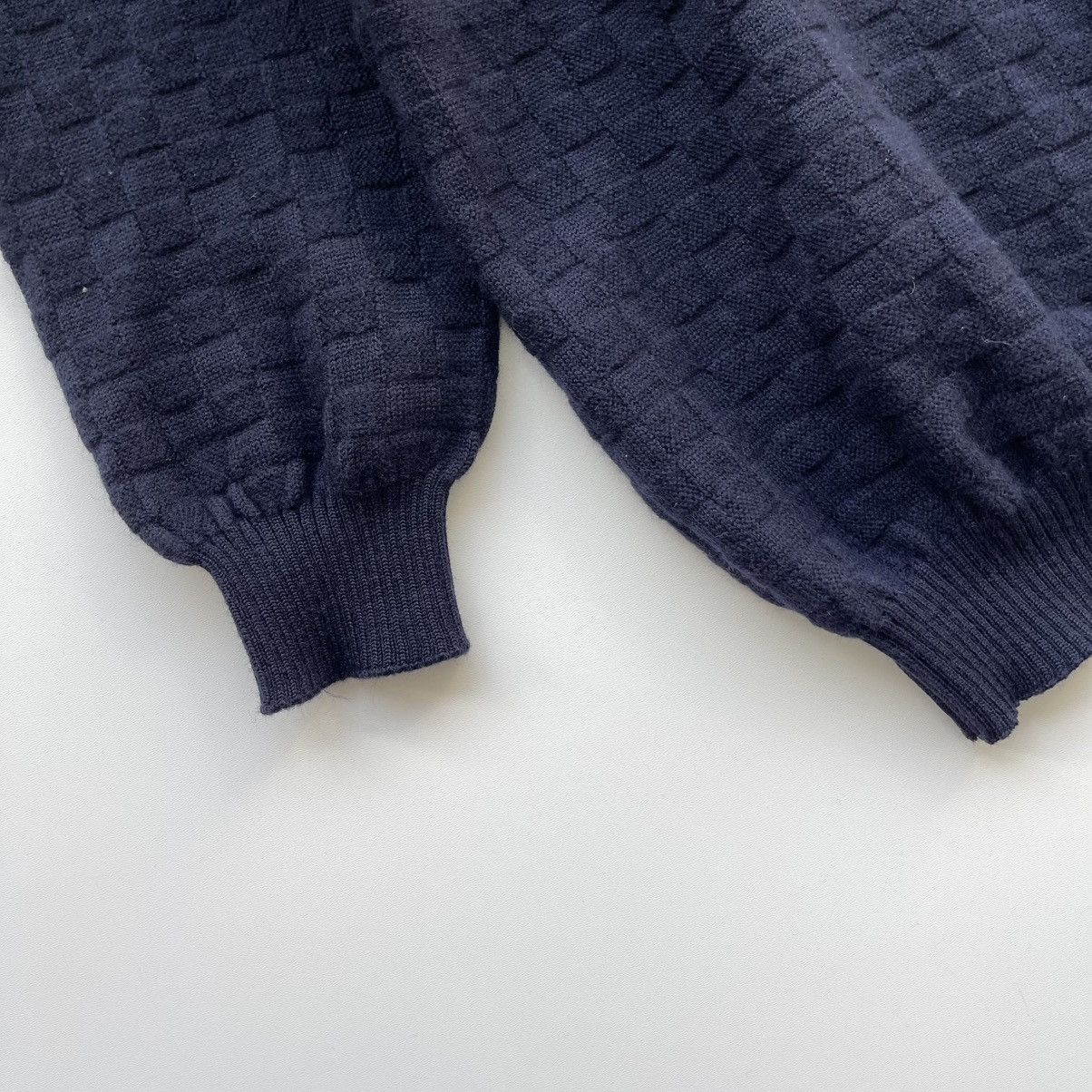 Burberry × Vintage Burberrys Vintage 90’s Big Logo Wool Knit Sweater Navy Rare Size US L / EU 52-54 / 3 - 5 Thumbnail