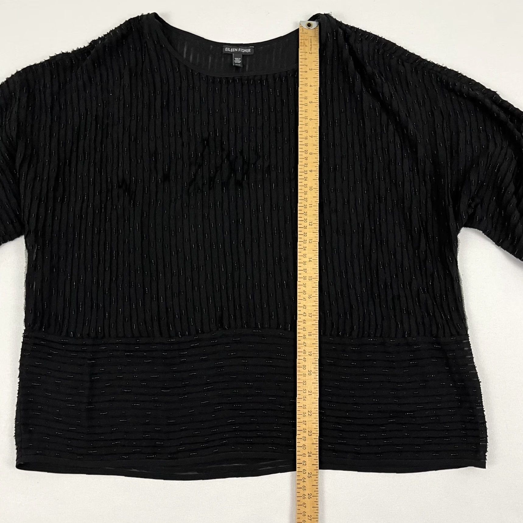 Eileen Fisher Eileen Fisher Blouse Womens Medium Black Beaded Silk Chiffon Lined Cocktail Top Size M / US 6-8 / IT 42-44 - 4 Thumbnail