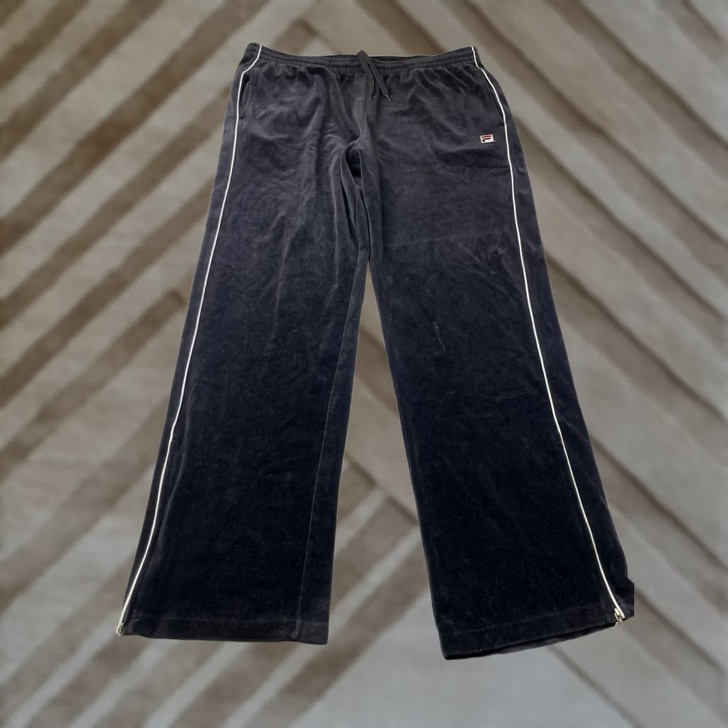 Fila VINTAGE FILA Black Velour Track Pants Mens XL Joggers Y2K Size US 36 / EU 52 - 1 Thumbnail