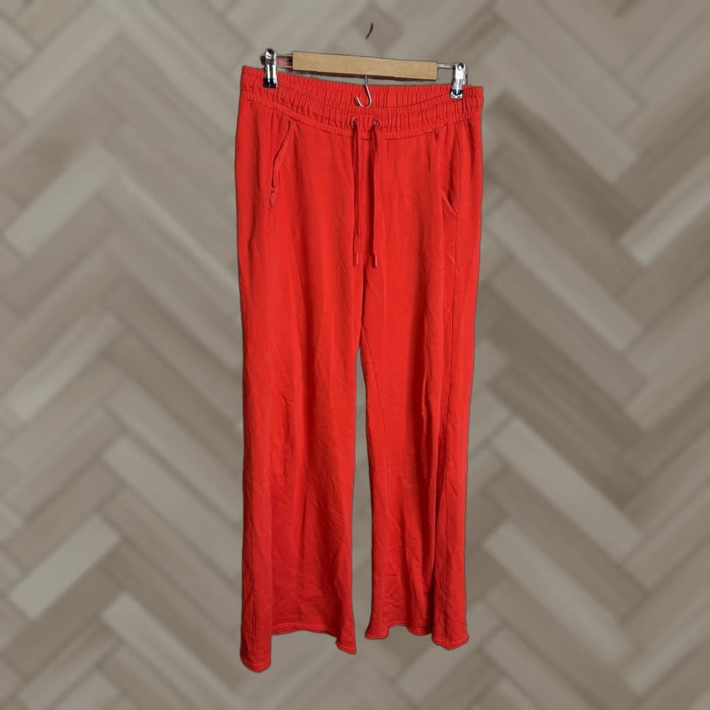 ME+EM Women's Pants Sweatpants Wide Leg Red US 12 100% Cotton Elastic Waist Casual Loungewear Womens