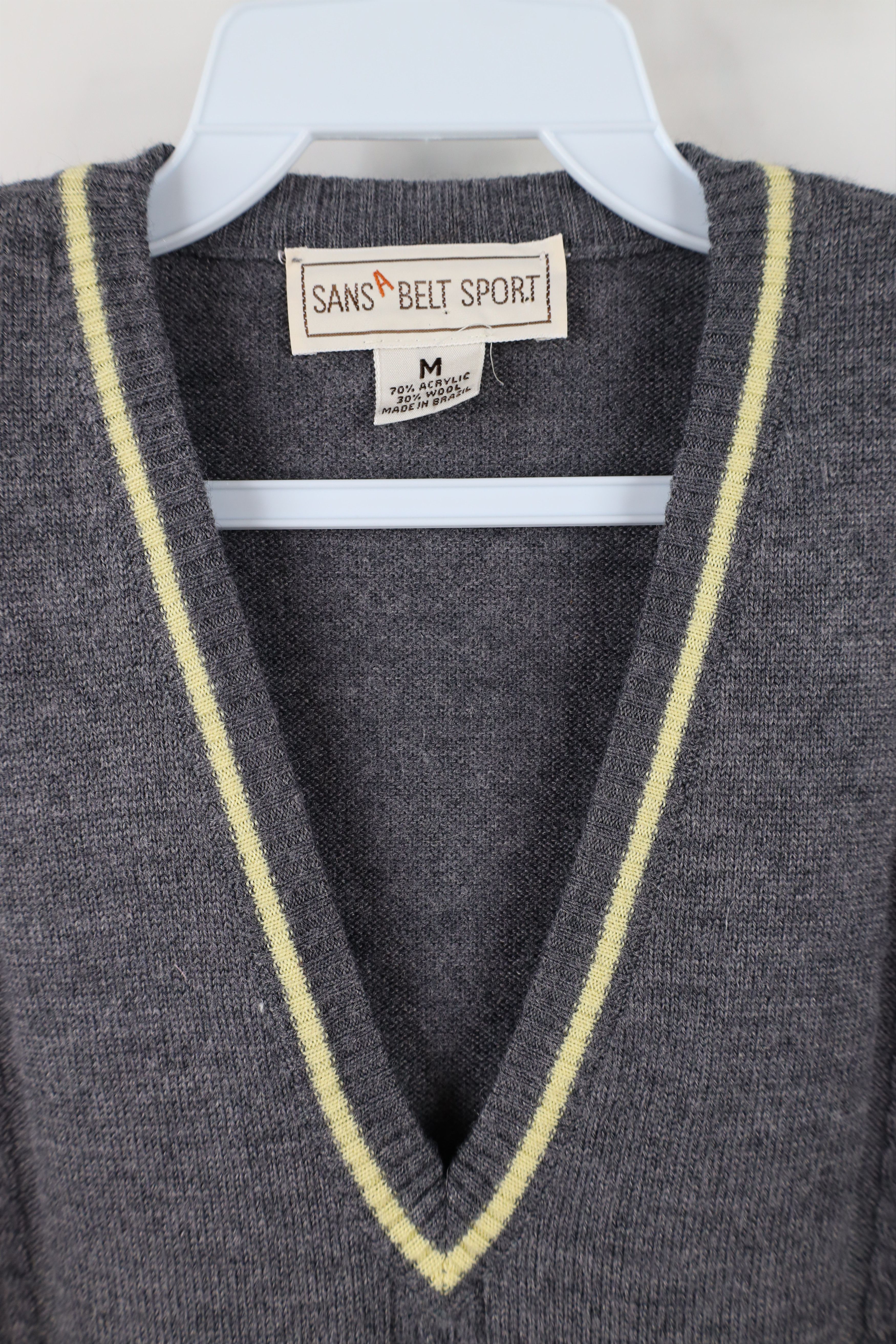 Vintage Vintage 90s Dapper Blank Cable Knit V-Neck Sweater Vest Gray Size US M / EU 48-50 / 2 - 4 Thumbnail
