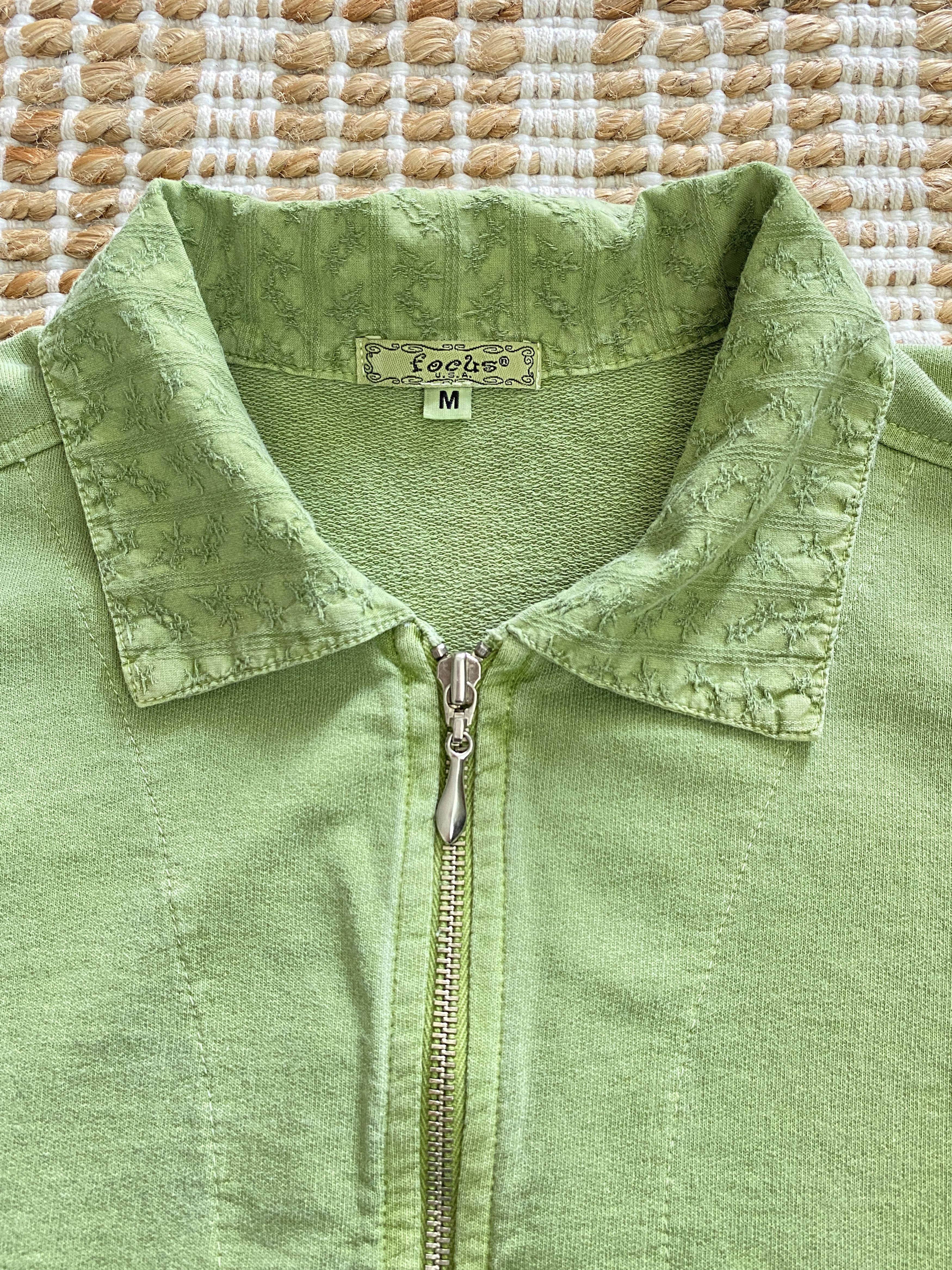 Other Vintage Focus Embroidered Zip-Up Jacket – Light Green Size M / US 6-8 / IT 42-44 - 6 Thumbnail