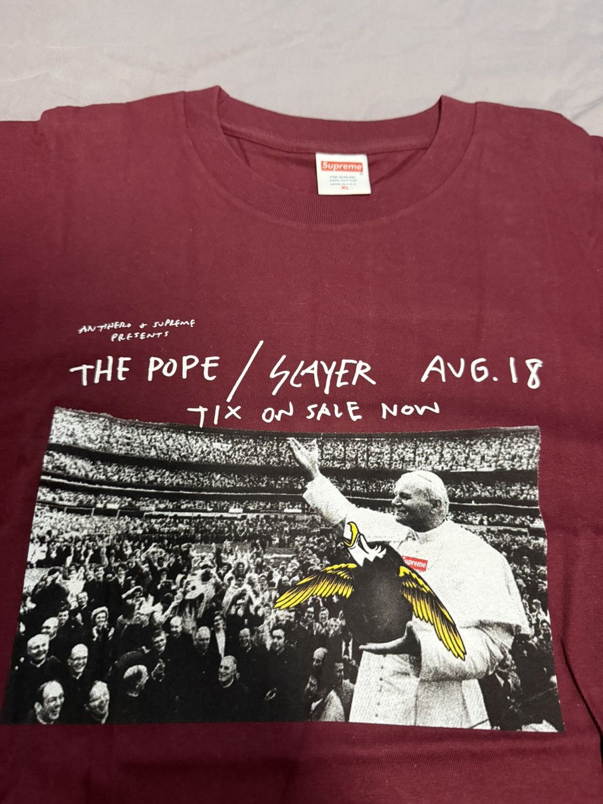 Supreme Supreme antihero pope tee burgundy Size US XL / EU 56 / 4 - 2 Thumbnail
