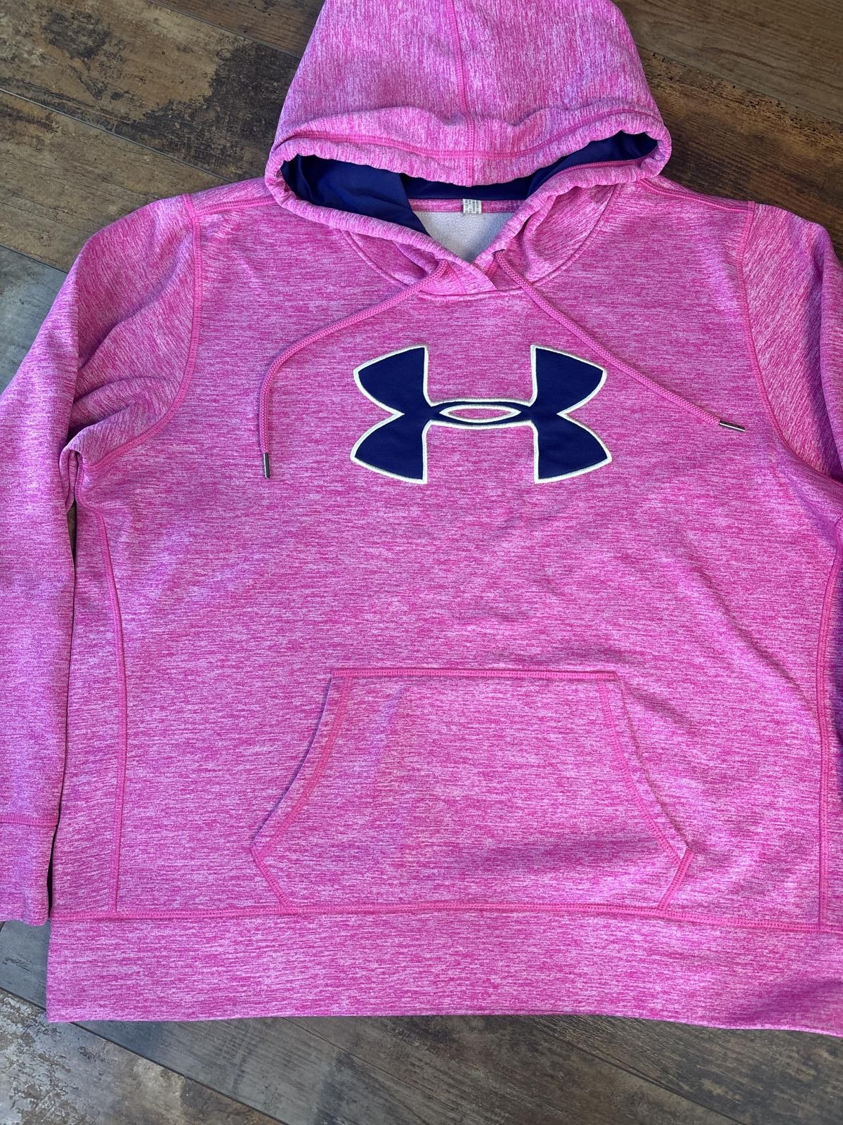 Under Armour Under Armour Pink Hoodie Sweatshirt with Navy Logo Size ONE SIZE - 2 Thumbnail