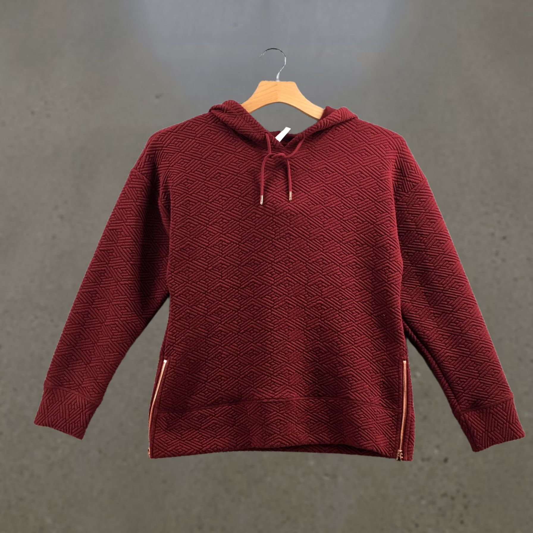 Vintage Ideology Hoodie Womens M Burgundy Pullover Polyester Textured Casual Sweatshirt Size M / US 6-8 / IT 42-44 - 1 Thumbnail