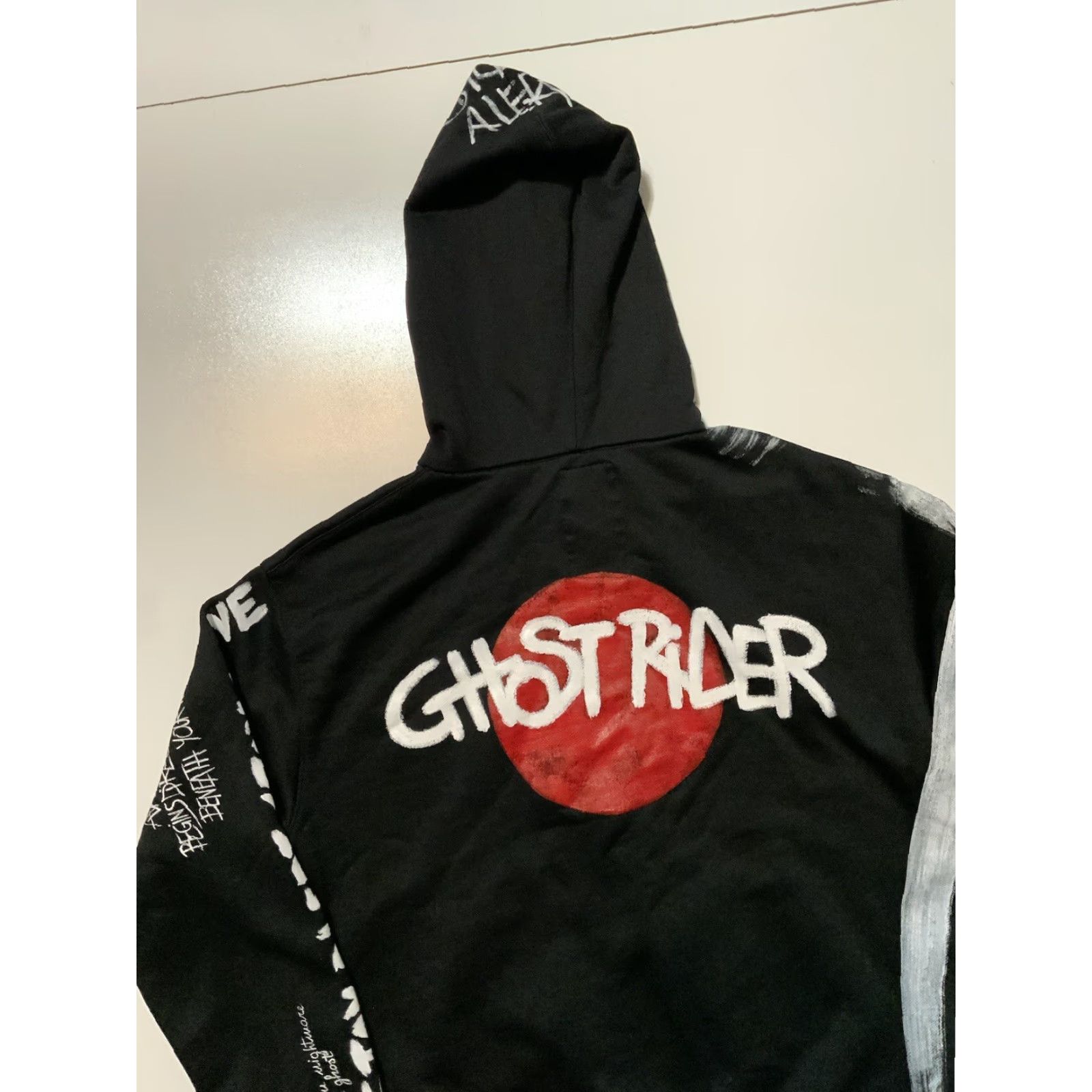 Vintage VINTAGE KRH Ghost Rider Made In Italy Zip Black Hoodie Sz. S Mens Size US S / EU 44-46 / 1 - 4 Thumbnail