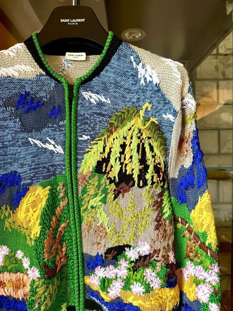 Saint Laurent Paris Saint Laurent Paris 21SS Painting Knitwear Jacket-2507 Size US XS / EU 42 / 0 - 1 Thumbnail