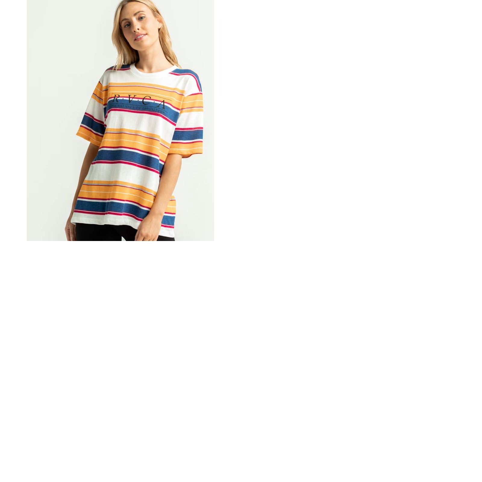 RVCA RVCA T-Shirt Womens Small Striped Multicolored Tee Casual Short Sleeve Crew Neck Pullover Size S / US 4 / IT 40 - 9 Thumbnail