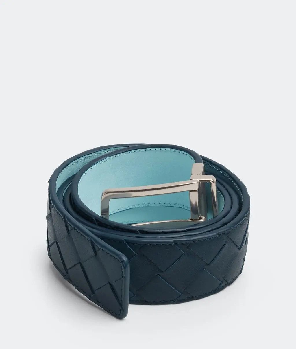 Bottega Veneta o1w1db10525 Size: 85 / Intrecciato Reversible Belt in Blue Size 34 - 2 Thumbnail