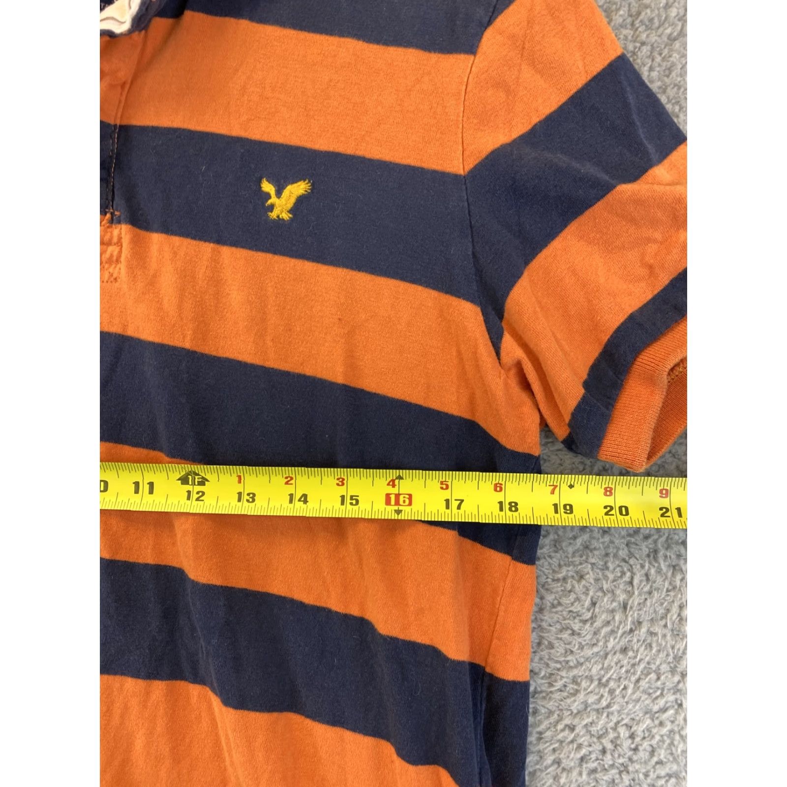 American Eagle Outfitters American Eagle Polo Shirt Men's L Short Sleeve Striped Logo Orange Mens Size US L / EU 52-54 / 3 - 6 Thumbnail