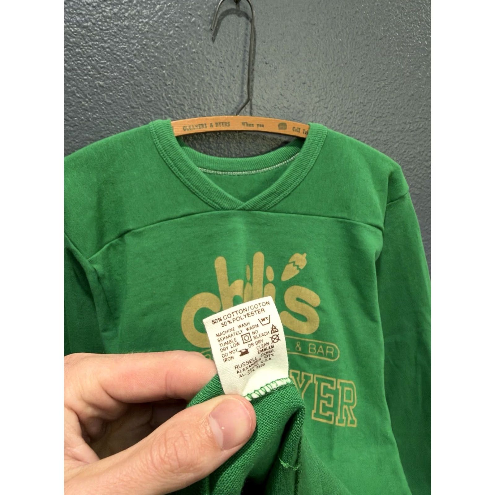 Vintage VINTAGE Russell Athletic Gold Label Chilis Green Raglan Long ...