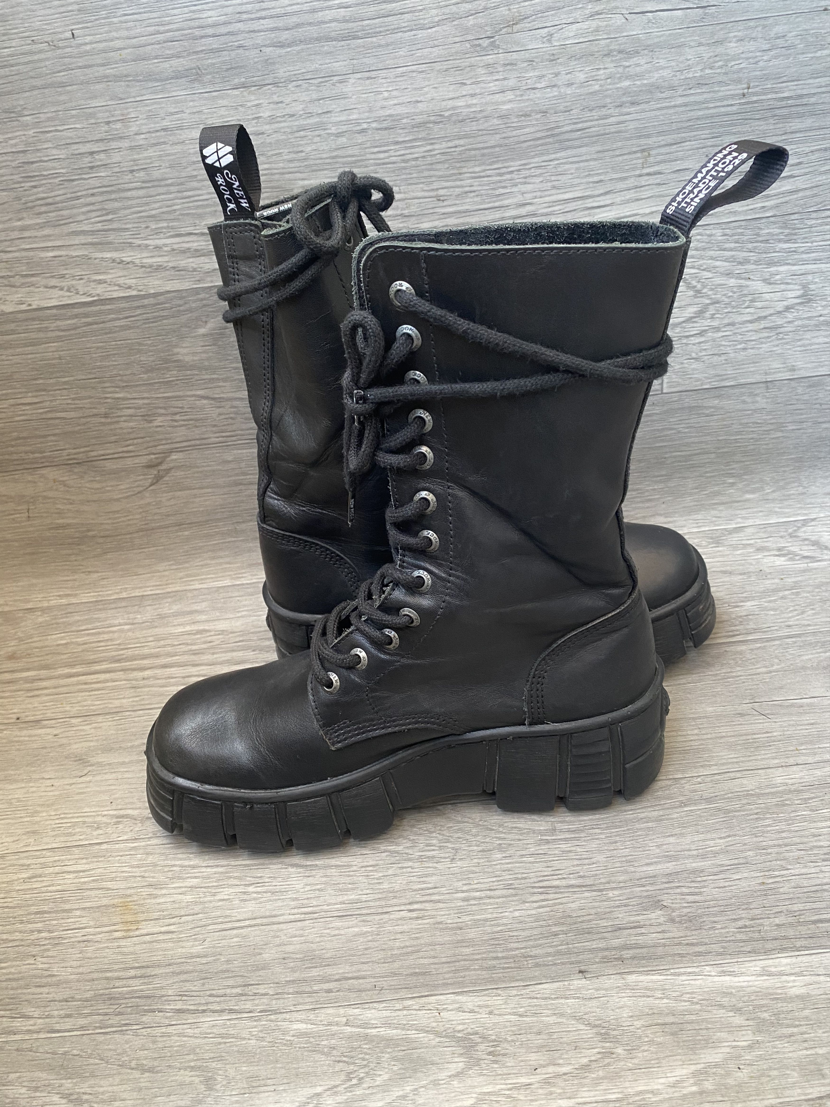 New Rock New rock chunky combat punk leather boots sz 37 Size US 7 / IT 37 - 9 Thumbnail