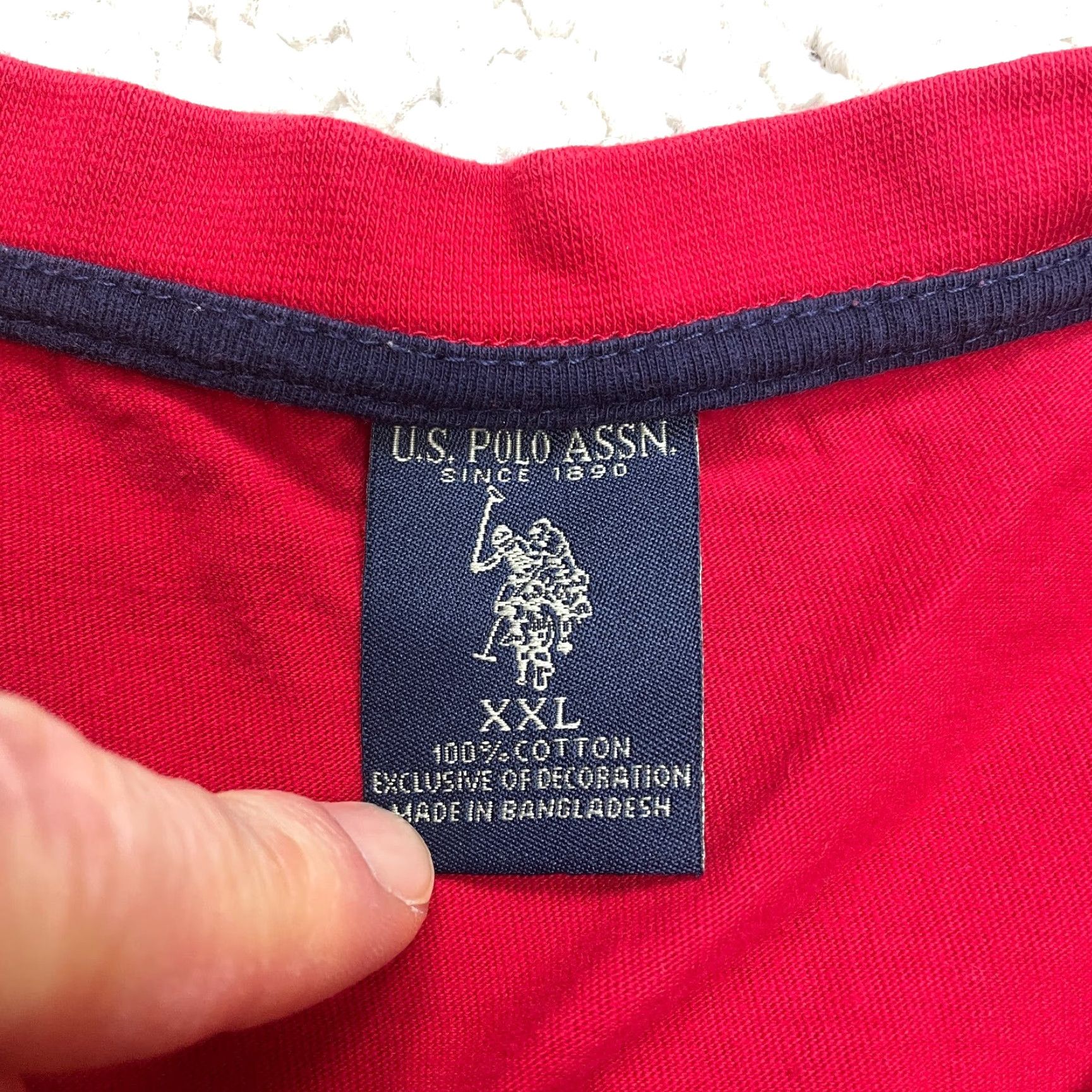 Vintage US Polo Assn. Shirt Mens 2XL Red Solid Short Sleeve V Neck Cotton Logo Size US XXL / EU 58 / 5 - 5 Thumbnail