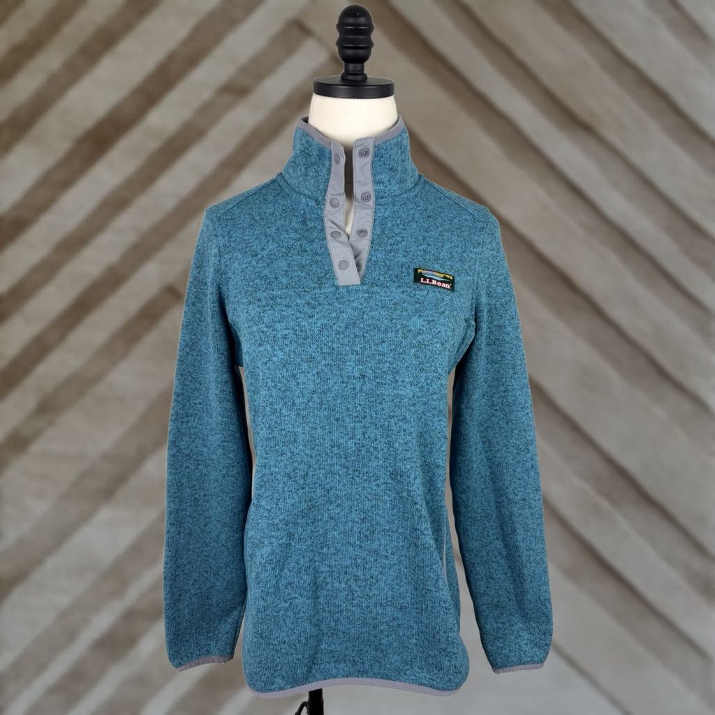 Vintage VINTAGE LL Bean Fleece Pullover Womens Small Regular Pockets Teal Blue 1/4 Snap Closure Logo Sweatshirt Size S Womens Size S / US 4 / IT 40 - 1 Thumbnail