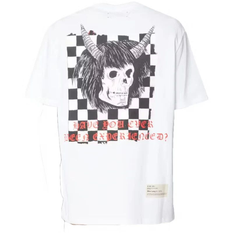 Amiri × Wes Lang o1mle0326 Checker Skull Tee Shirt in White Size US M / EU 48-50 / 2 - 2 Thumbnail