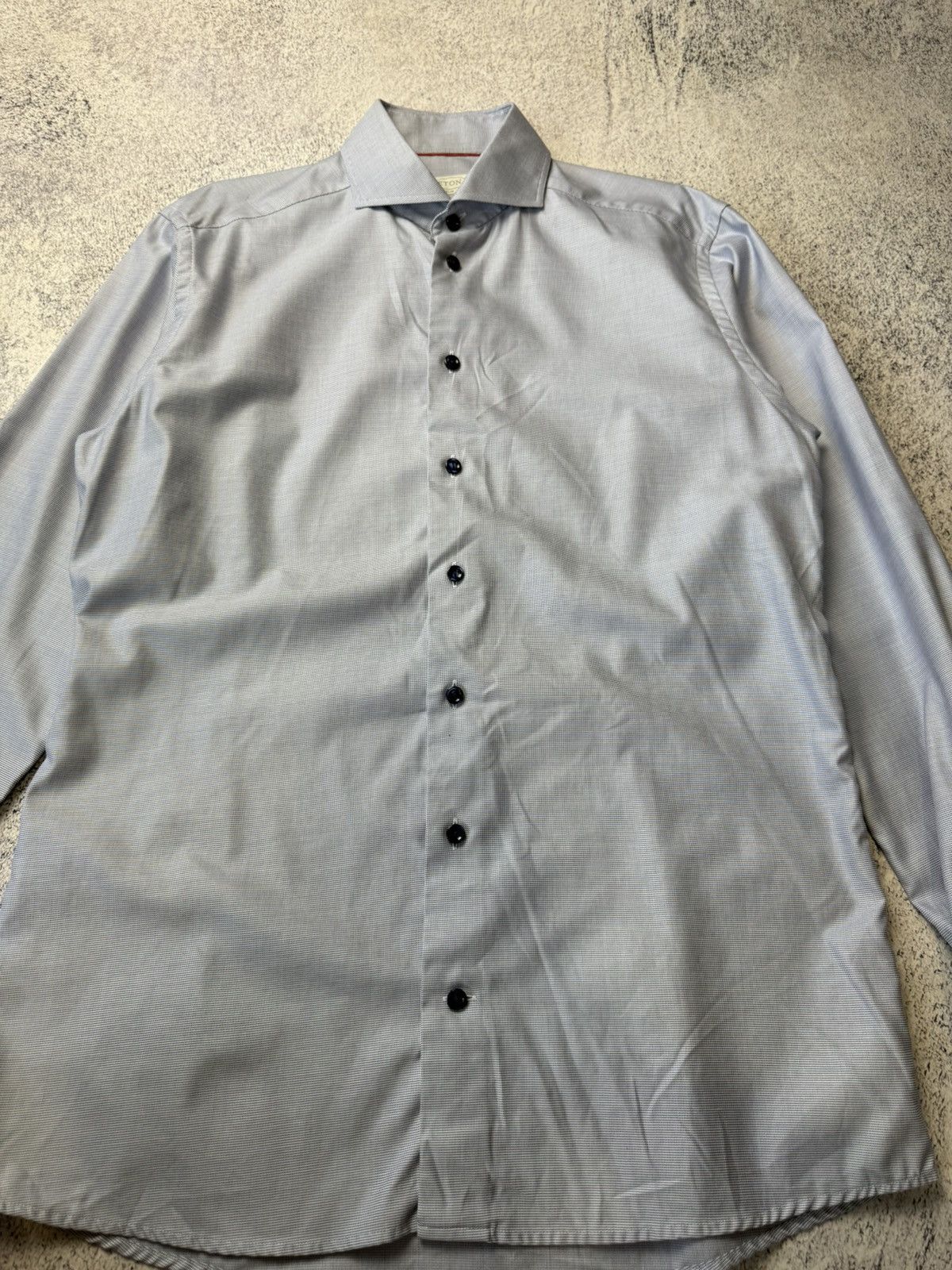 Eton ETON Mens Button Down Blue Cotton Slim Long Sleeve Shirt Size US L / EU 52-54 / 3 - 17 Thumbnail