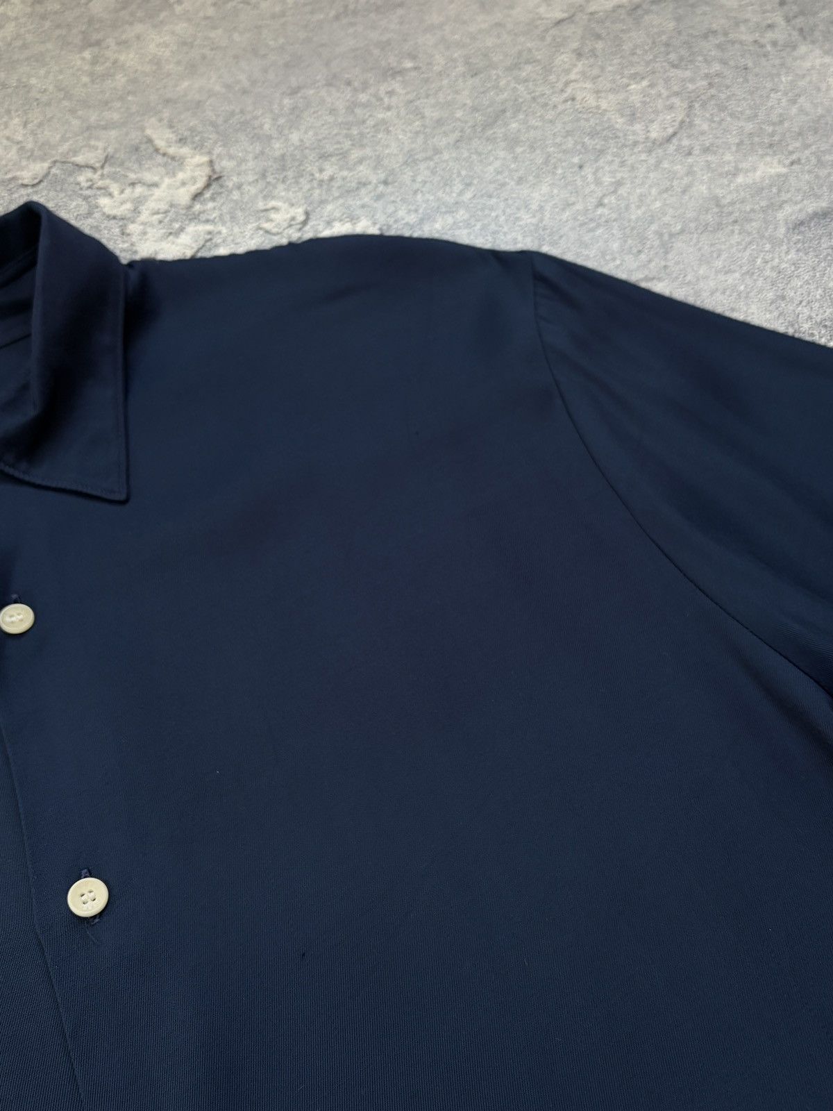 Sandro Sandro Paris Navy Blue Viscose Short Sleeve Shirt XL Size US M / EU 48-50 / 2 - 10 Thumbnail