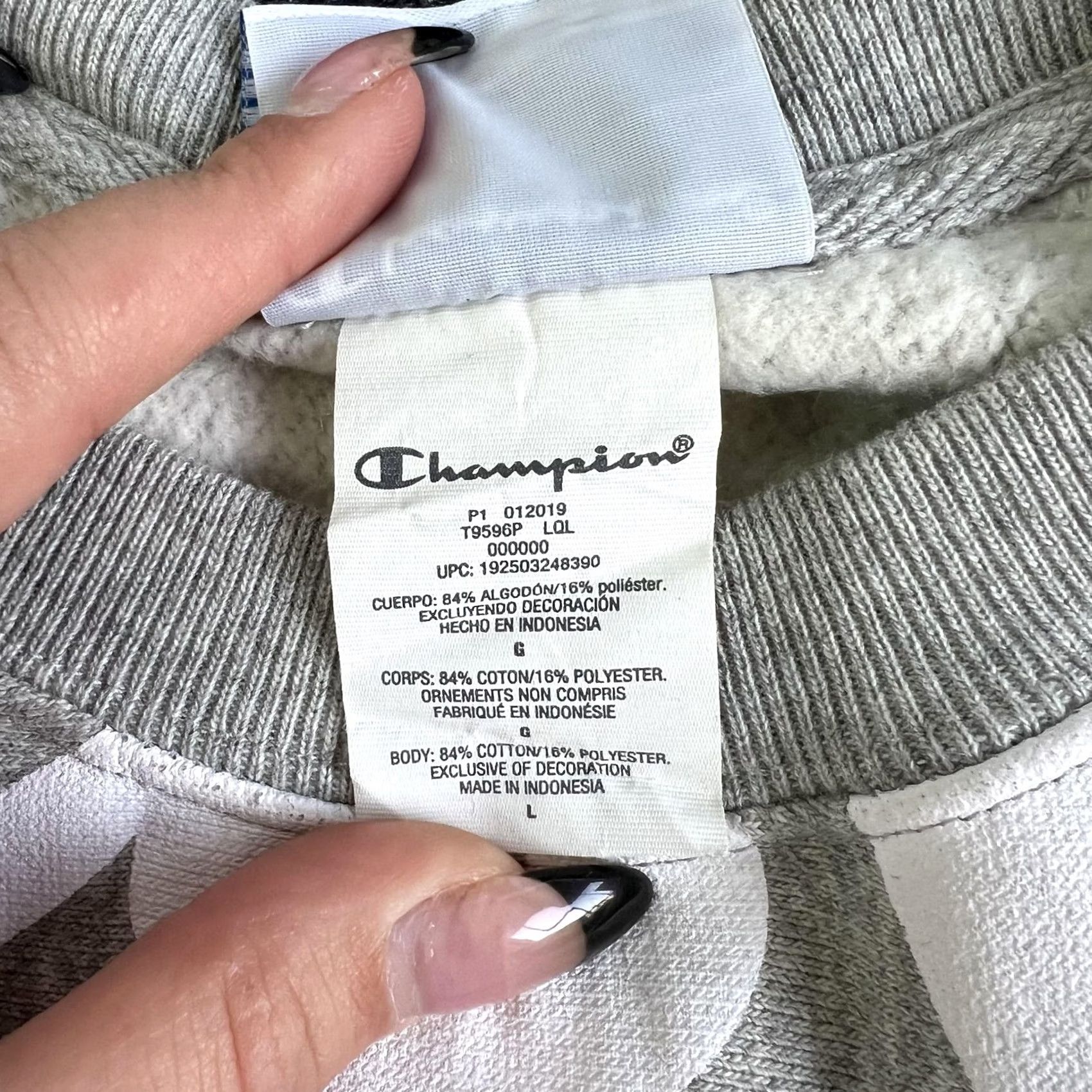 Champion Champion Reverse Weave Sweatshirt Mens Large Gray Short Sleeve Script Logo Size US L / EU 52-54 / 3 - 5 Thumbnail