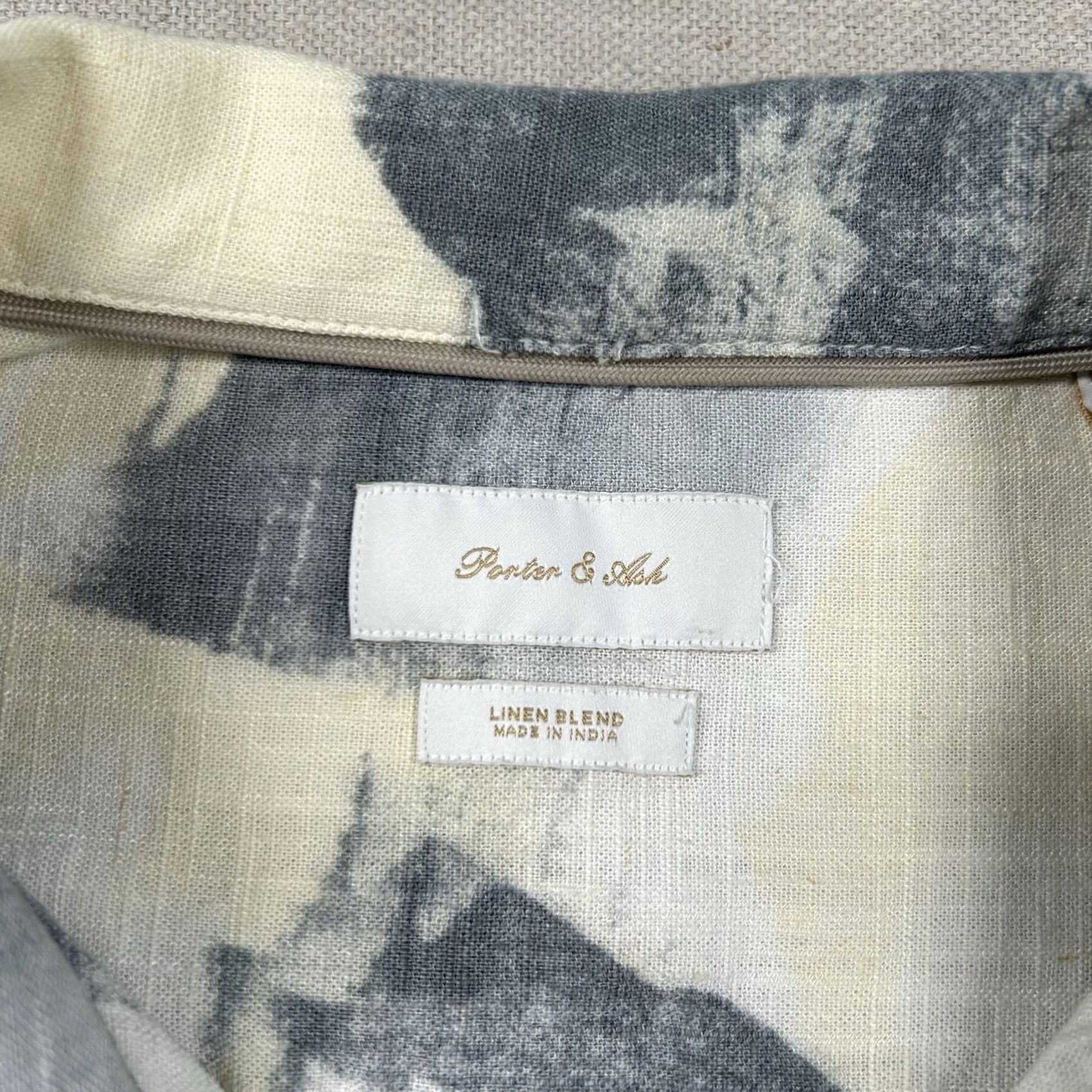 ASH Porter & Ash Shirt Mens L Linen Blend Rayon Geometric Abstract Button Up Beachy Shirt Beach Men's L Ivory Geometric Beach Theme Mens Size US L / EU 52-54 / 3 - 3 Thumbnail