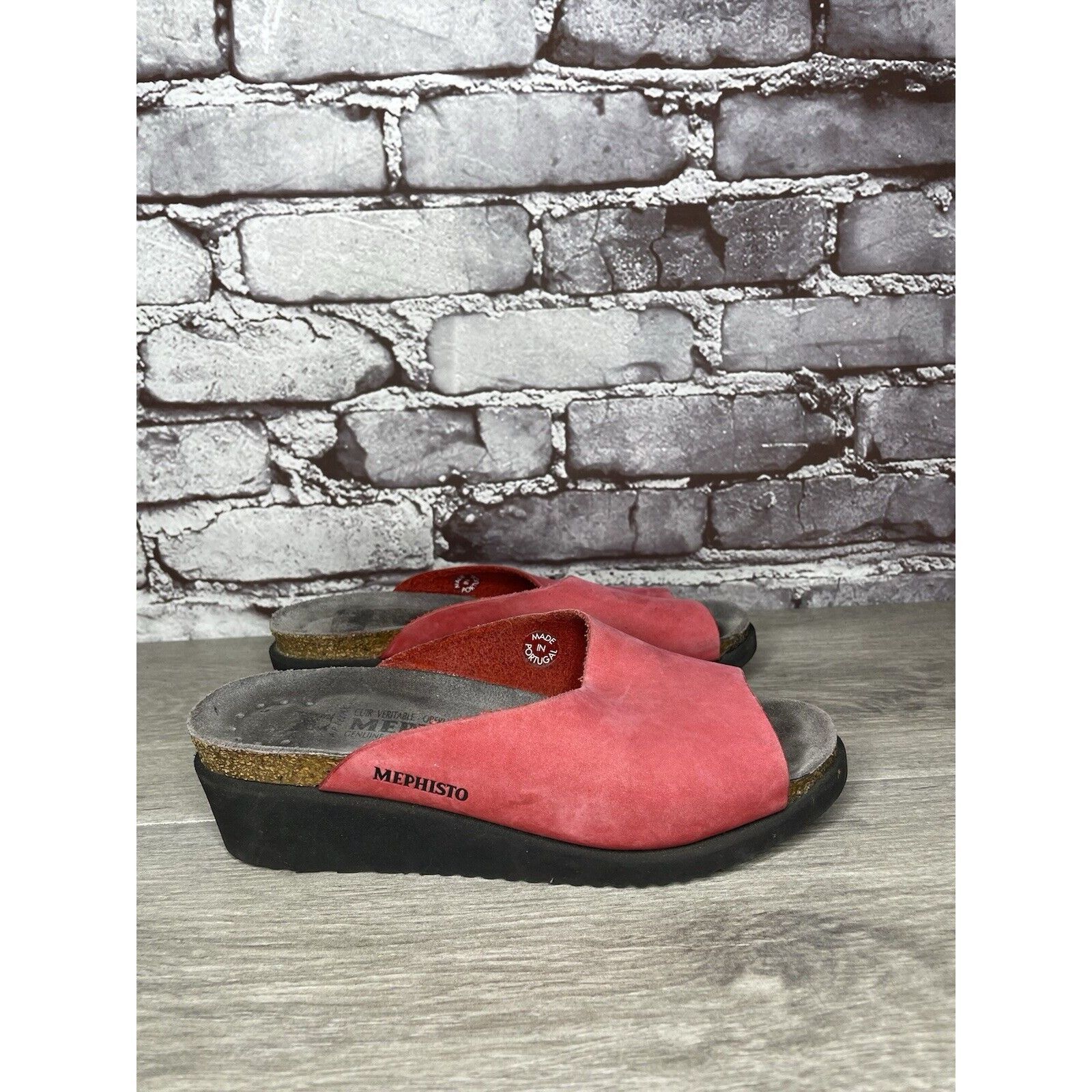 Mephisto Mephisto Lisane Pink Nubuck Leather Slide Cork Wedge Sandals Size US 6 / IT 36 - 21 Thumbnail