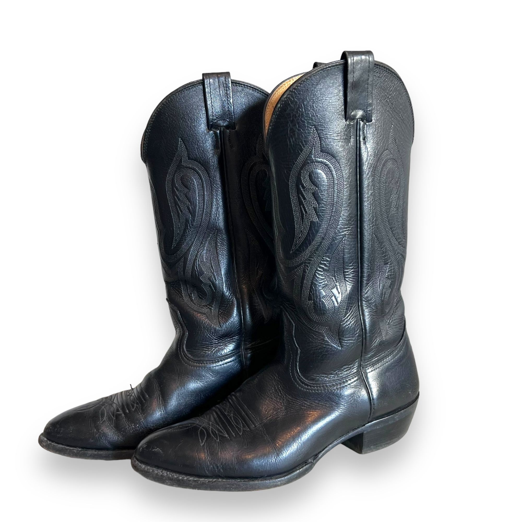 Nocona Boots Vintage Nocona Cowboy Boots Black Leather Size 8.5 E Size US 8.5 / EU 41-42 - 3 Thumbnail
