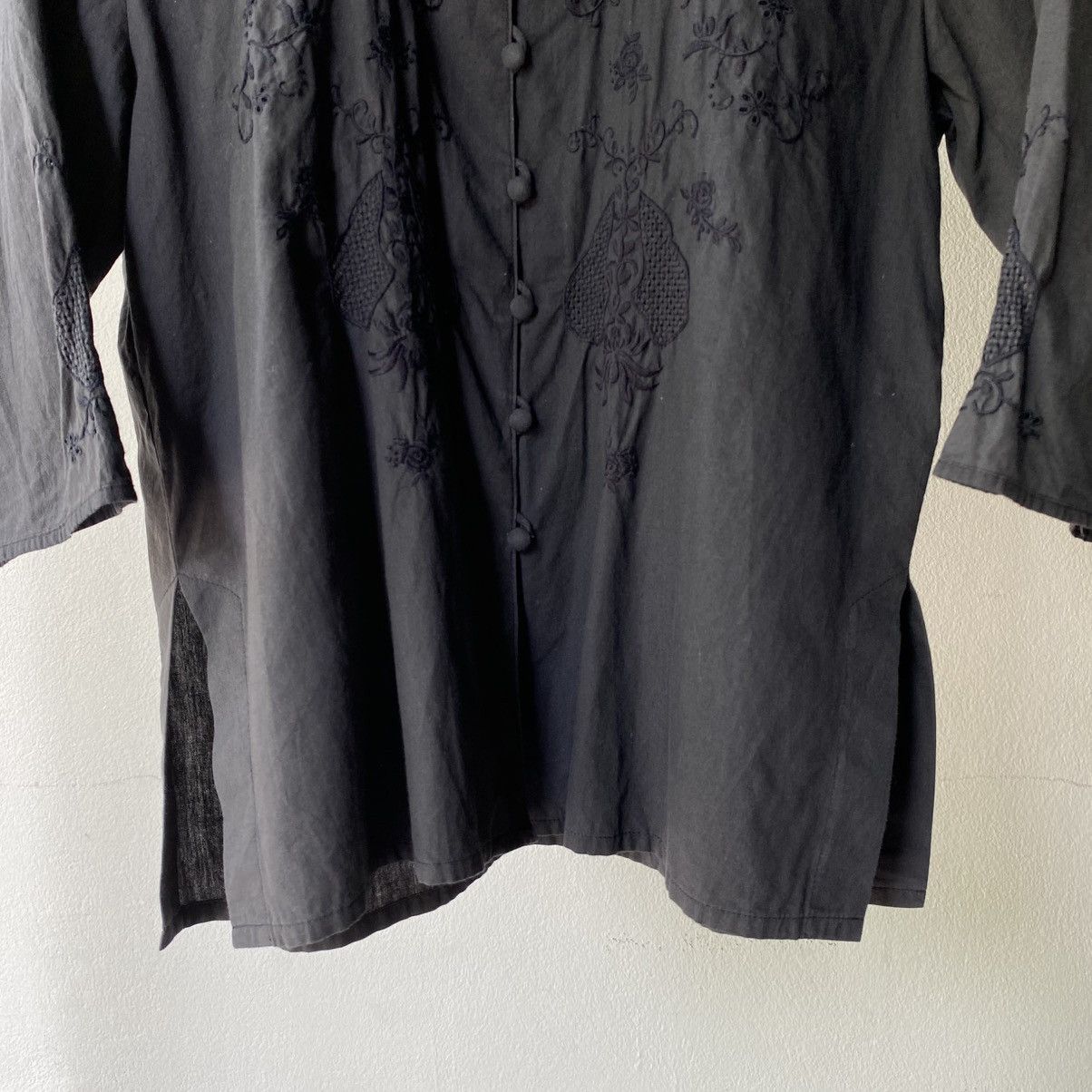 Japanese Brand POWDER Black Mandarin Collar Shirt Size L / US 10 / IT 46 - 14 Thumbnail
