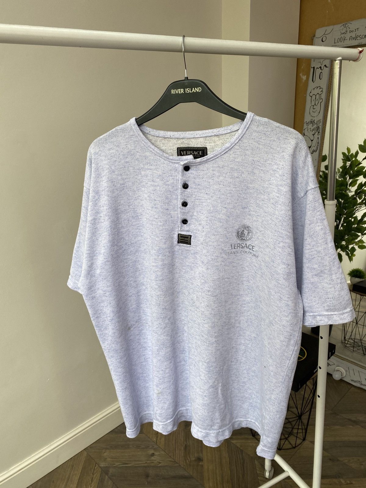 Versace × Versace Jeans Couture × Vintage VINTAGE VERSACE JEANS COUTURE HALF BUTTON DOWN T SHIRT Size US L / EU 52-54 / 3 - 2 Thumbnail