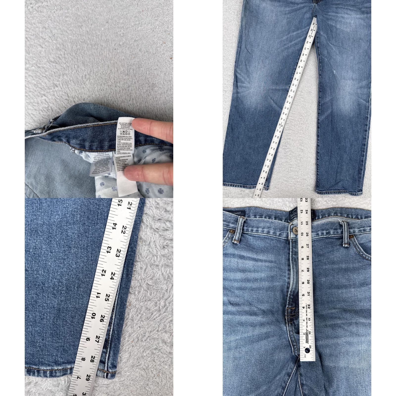 Lucky Brand Lucky Brand 363 Vintage Straight Jeans Mens 40x30 Medium Wash Denim Stretch 5-Pocket - Blue (Regular) Size US 40 / EU 56 - 8 Thumbnail