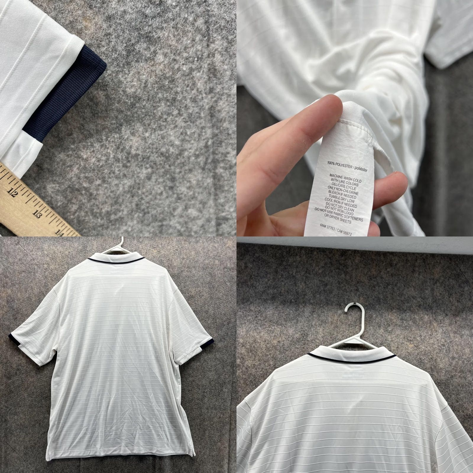 Callaway Callaway Polo Shirt Men XXL Adult White Striped Preppy Dri Polyester Short Sleeve Button Collar Size US XXL / EU 58 / 5 - 8 Thumbnail