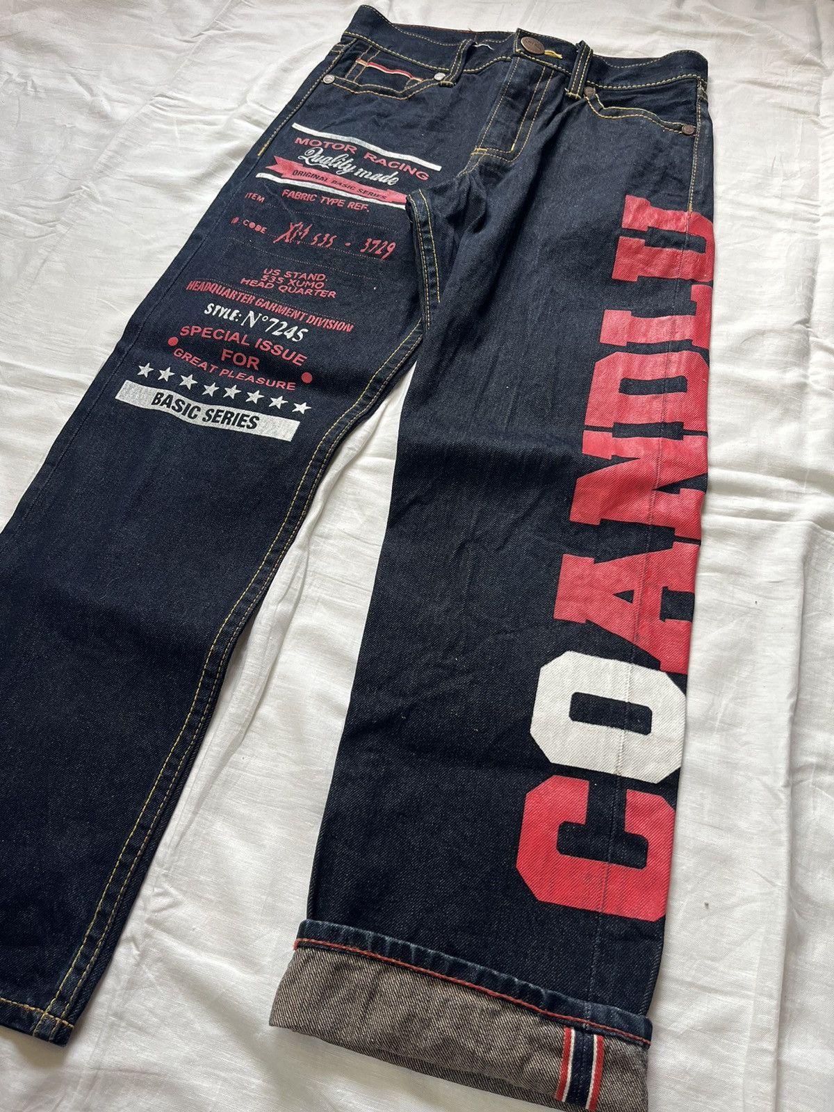 If Six Was Nine × Japanese Brand Selvedge Co & Lu Denim Jeans Motor Racing Spellout Size US 30 / EU 46 - 5 Thumbnail